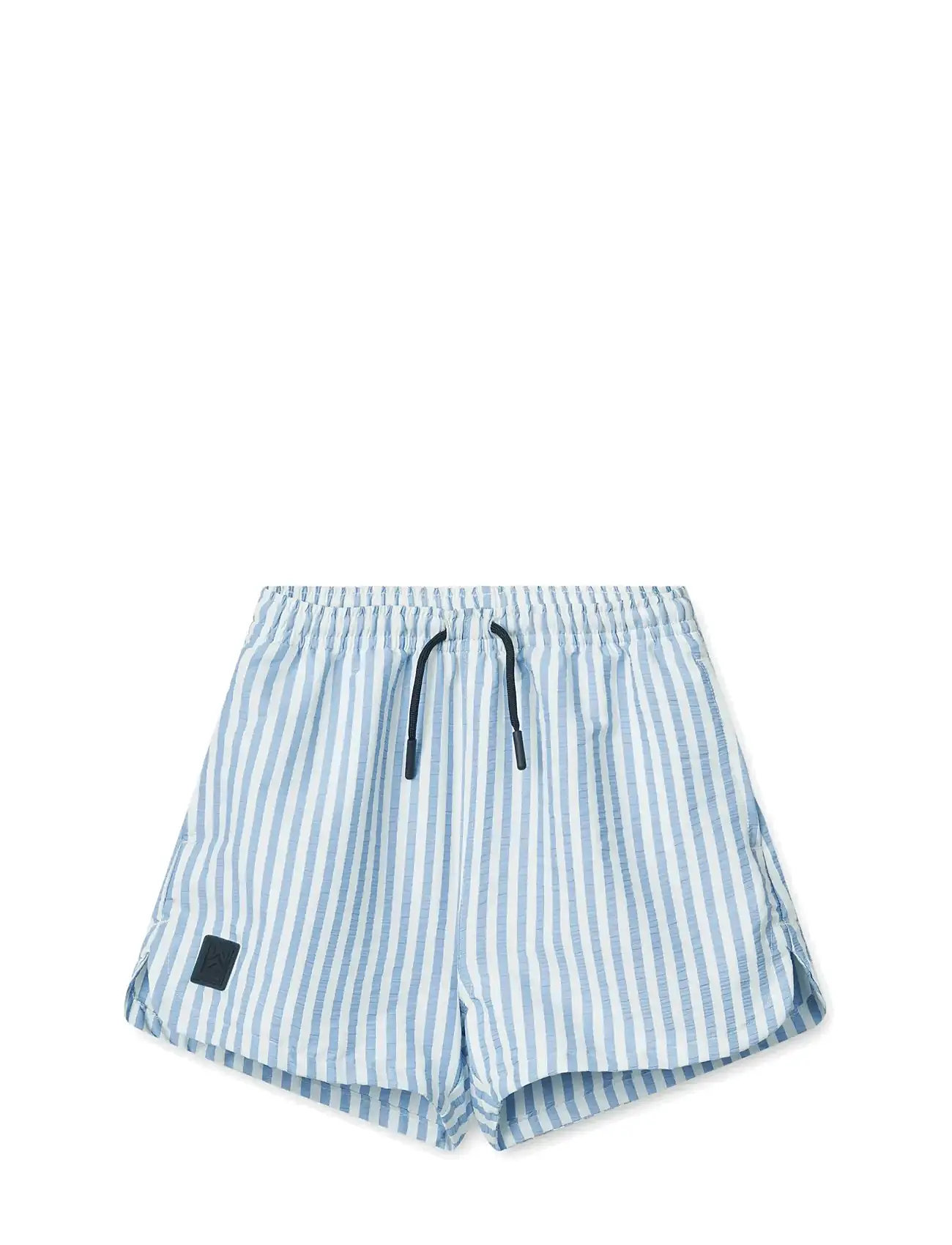 Liewood Aiden Seersucker Board Shorts, 128, Blue, Badetøj > Badeshorts, Børn
