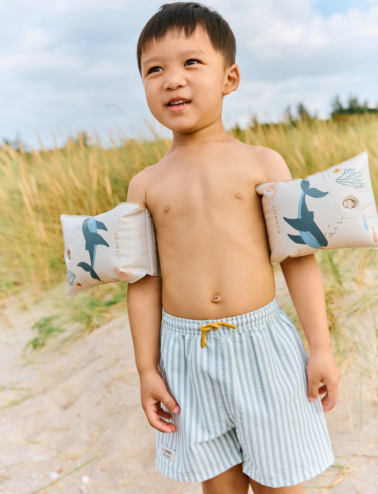 Liewood Duke Stripe Board Shorts, 98, Green, Badetøj > Badeshorts, Børn