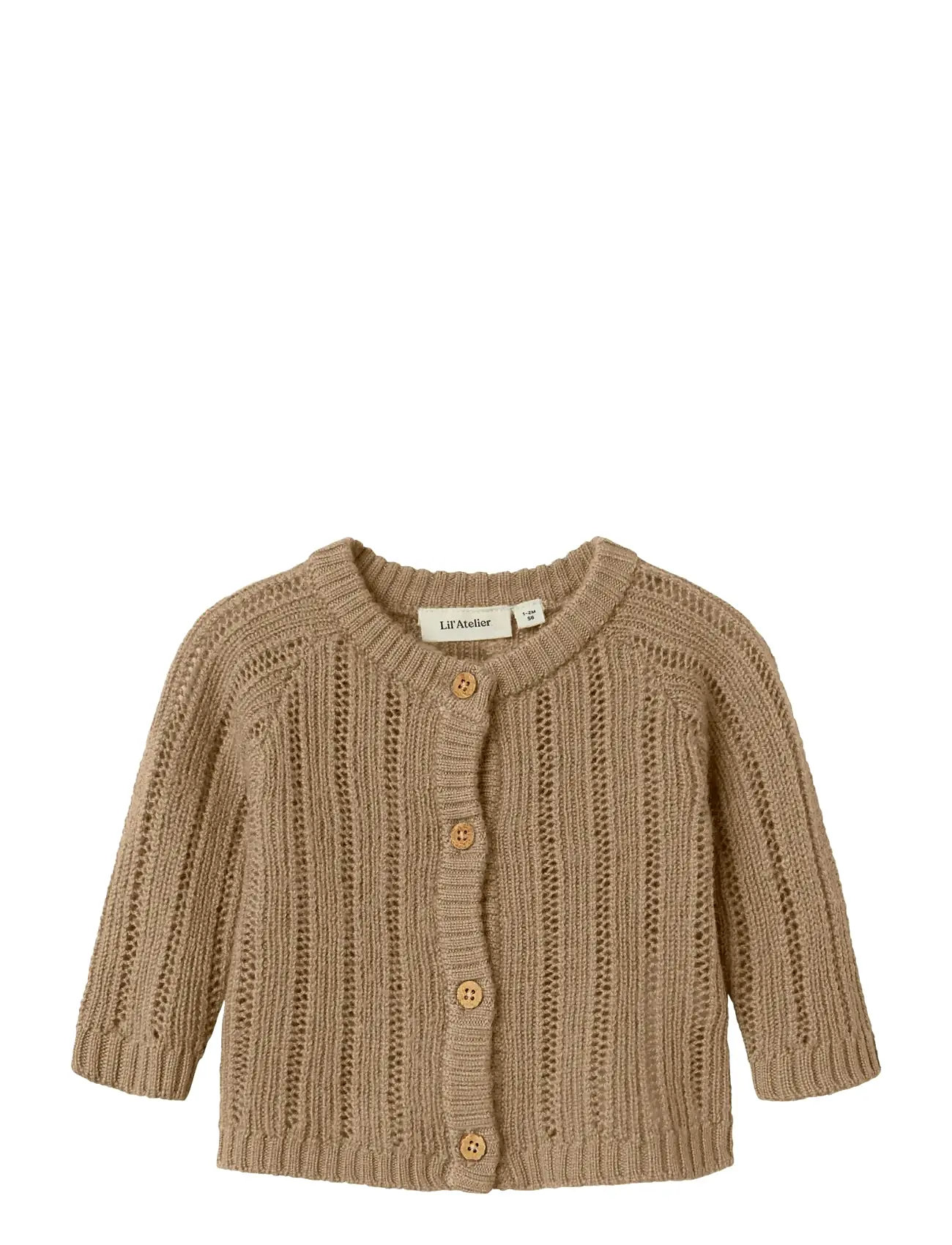 LIL'ATELIER Nbmnomo Wolle Ls Knit Card Lil Beige - 80 - Kinder