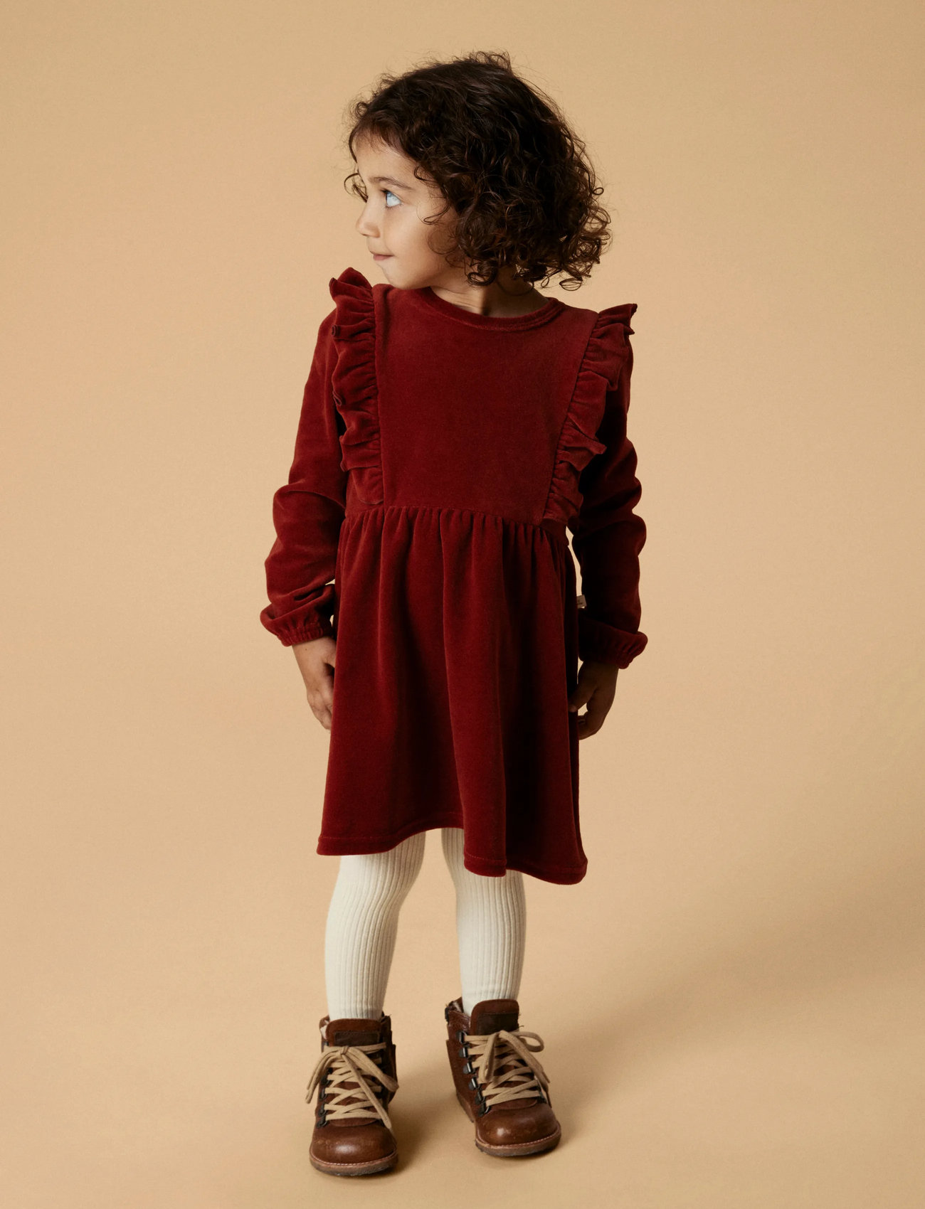 Lil'Atelier Nmfsaga Sag Ls Dress Lil, 98, Red, Fritidskjoler > Fritidskjoler Med Lange Ærmer, Børn
