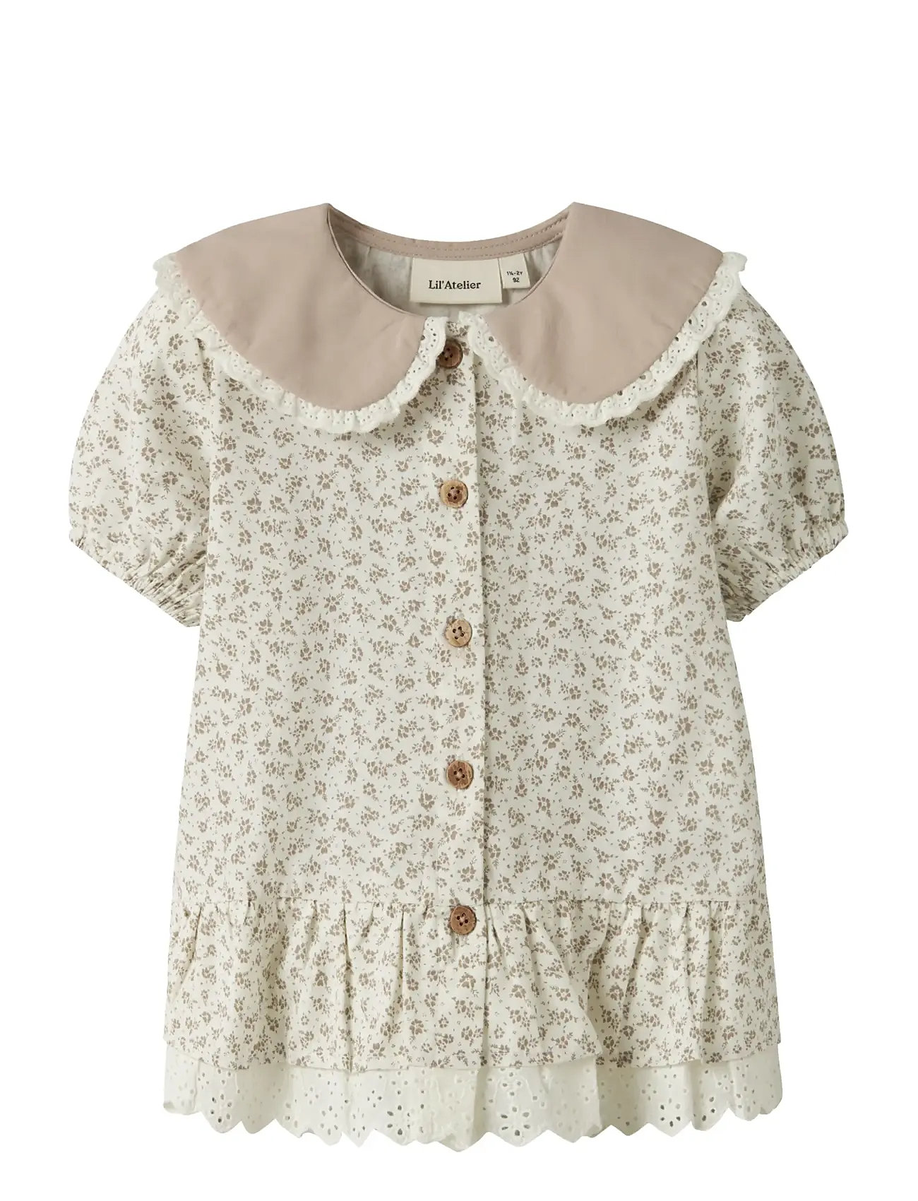 Lil'Atelier Nmffjola Ss Loose Shirt Lil, 92, Cream, Skjorter > Kortærmede Shirts, Børn