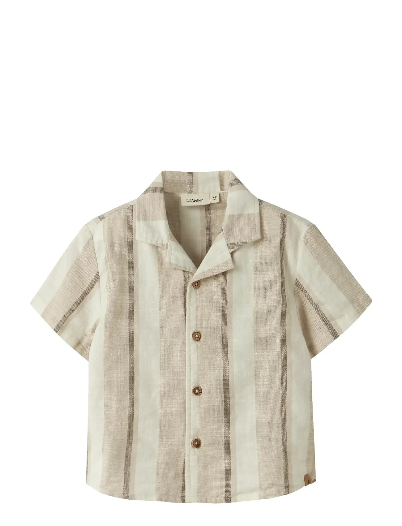 Lil'Atelier Nmmfibert Ss Loose Shirt Lil, 98, Beige, Skjorter > Kortærmede Shirts, Børn