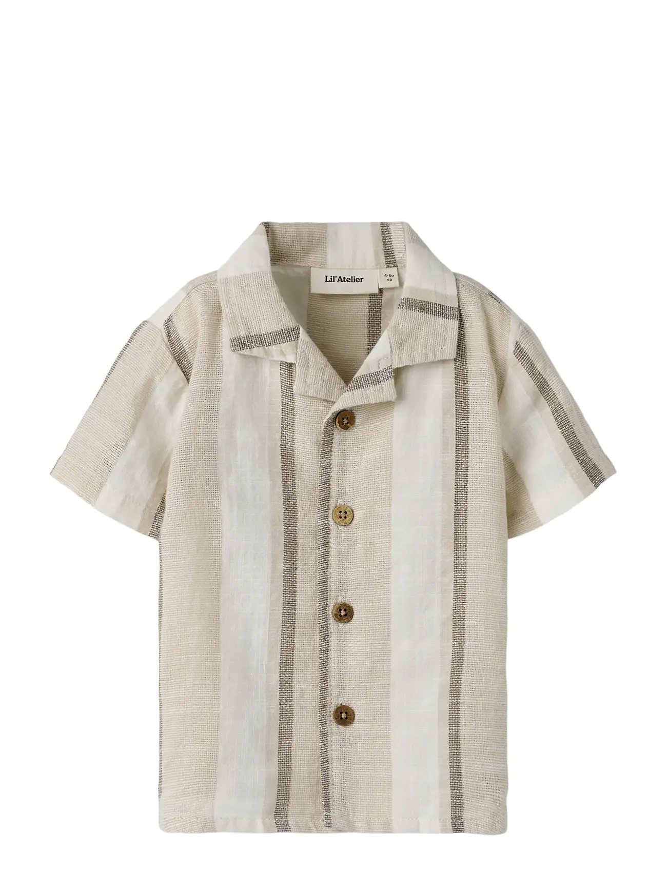 Lil'Atelier Nbmfibert Ss Loose Shirt Lil, 74, Cream, Skjorter > Kortærmede Shirts, Børn