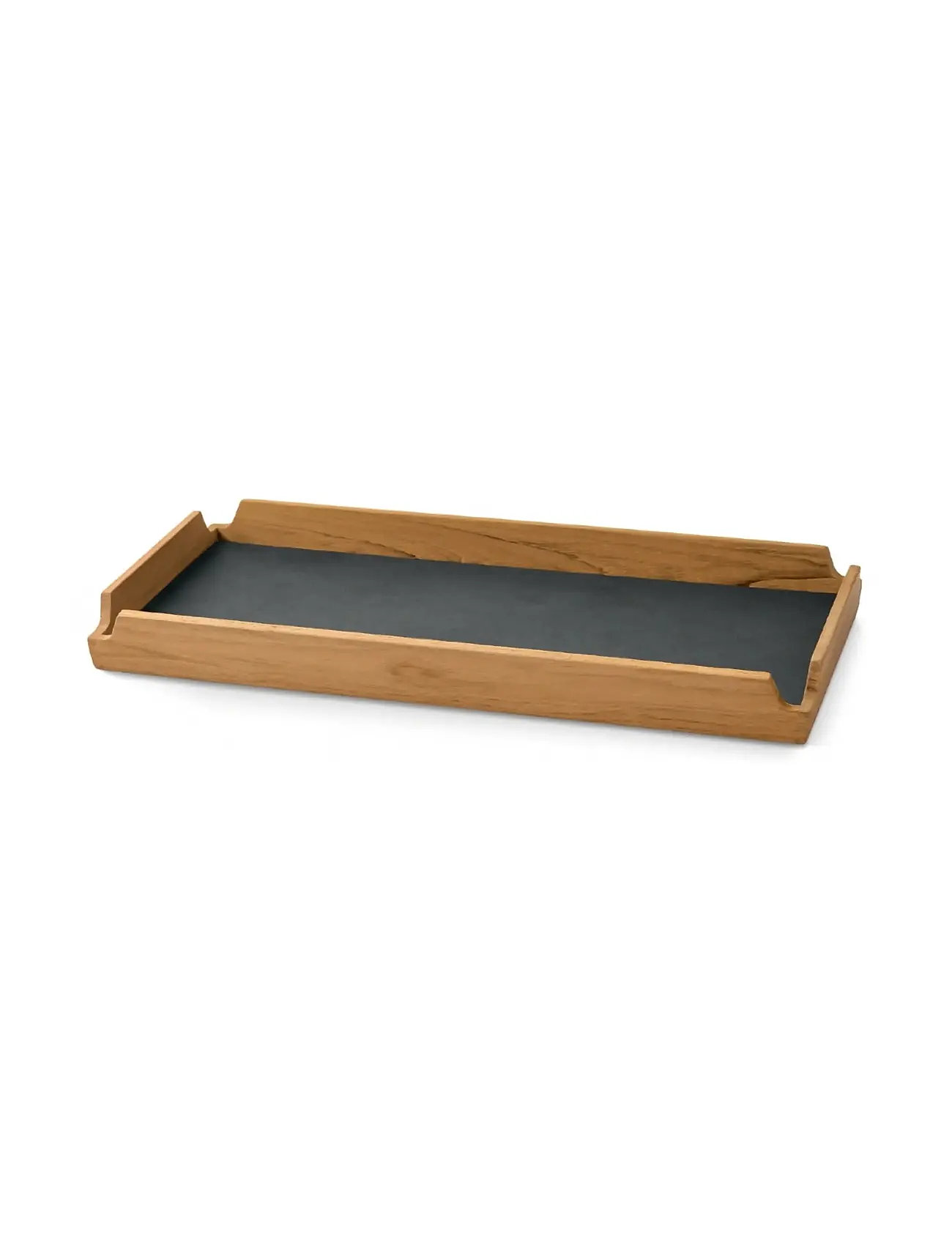 LIND DNA Teak Tray Square Slim Airy Nupo Anthracite/Teak, 36.6X14.6X3.5 cm, Black, Spisesteder Og Bordtilbehør > Bakker, Unisex