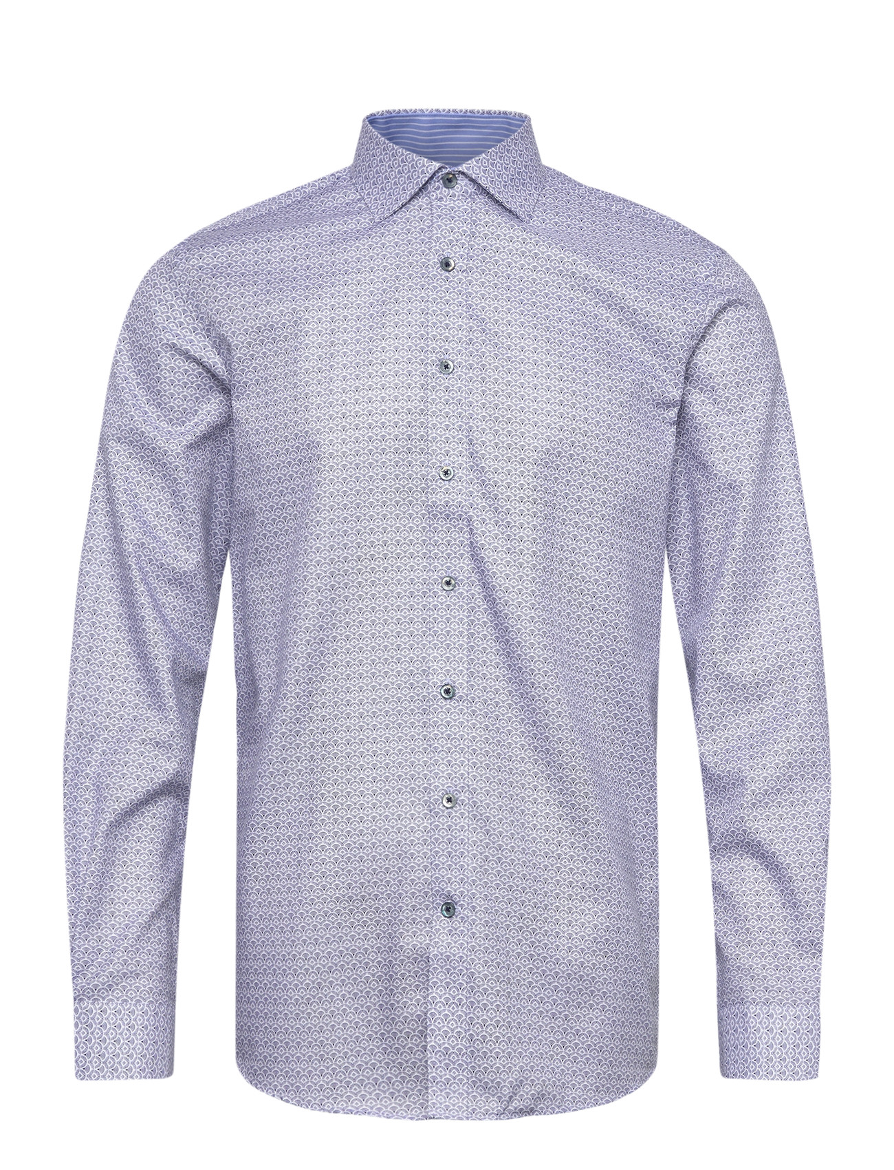 Lindbergh Black Aop Twill Shirt L/S, L, Blue, Shirts > Pattern Shirts, Herre