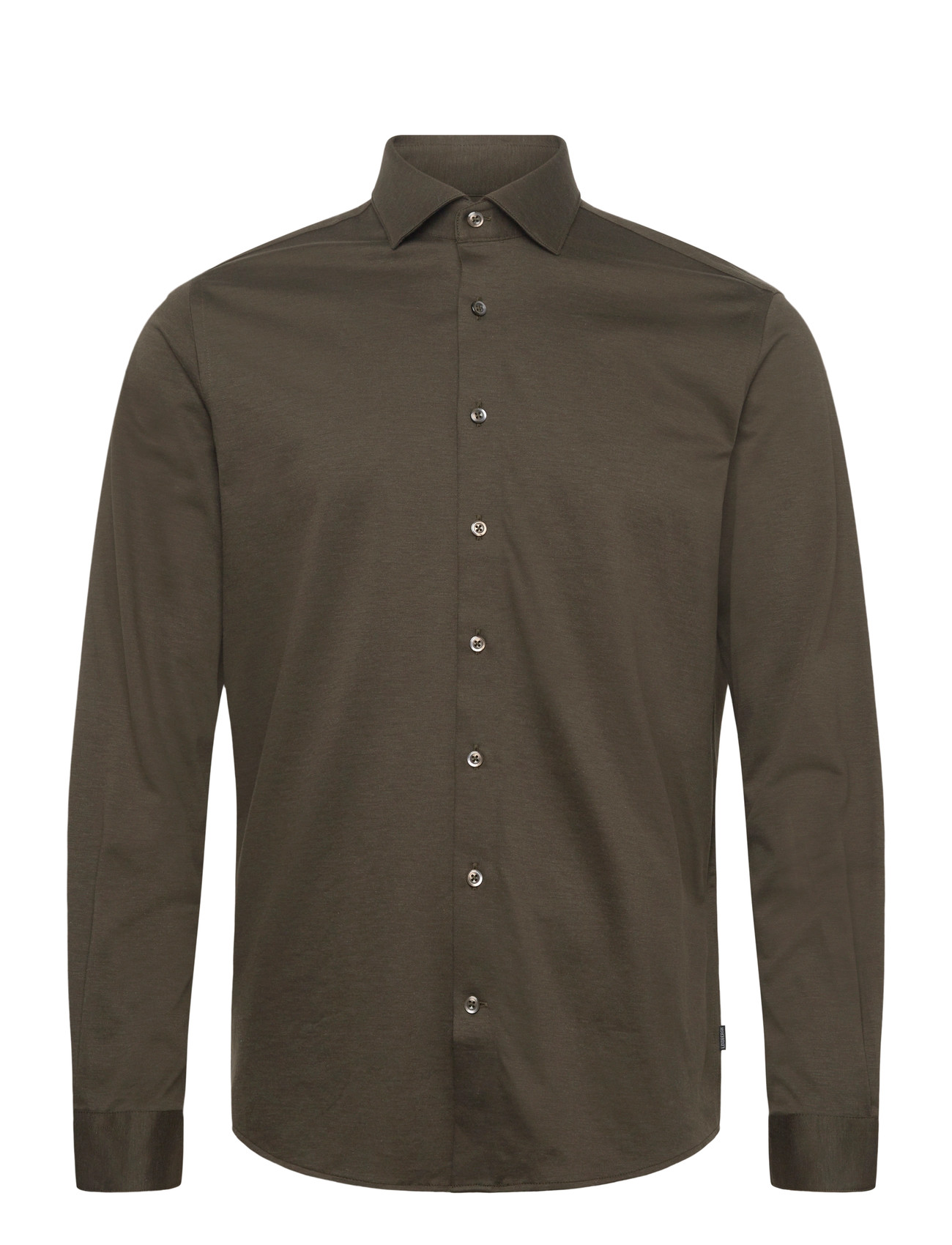 Lindbergh Black Superflex Knitted Shirt L/S, XXL, Khaki green, Skjorter > Business Shirts, Herre