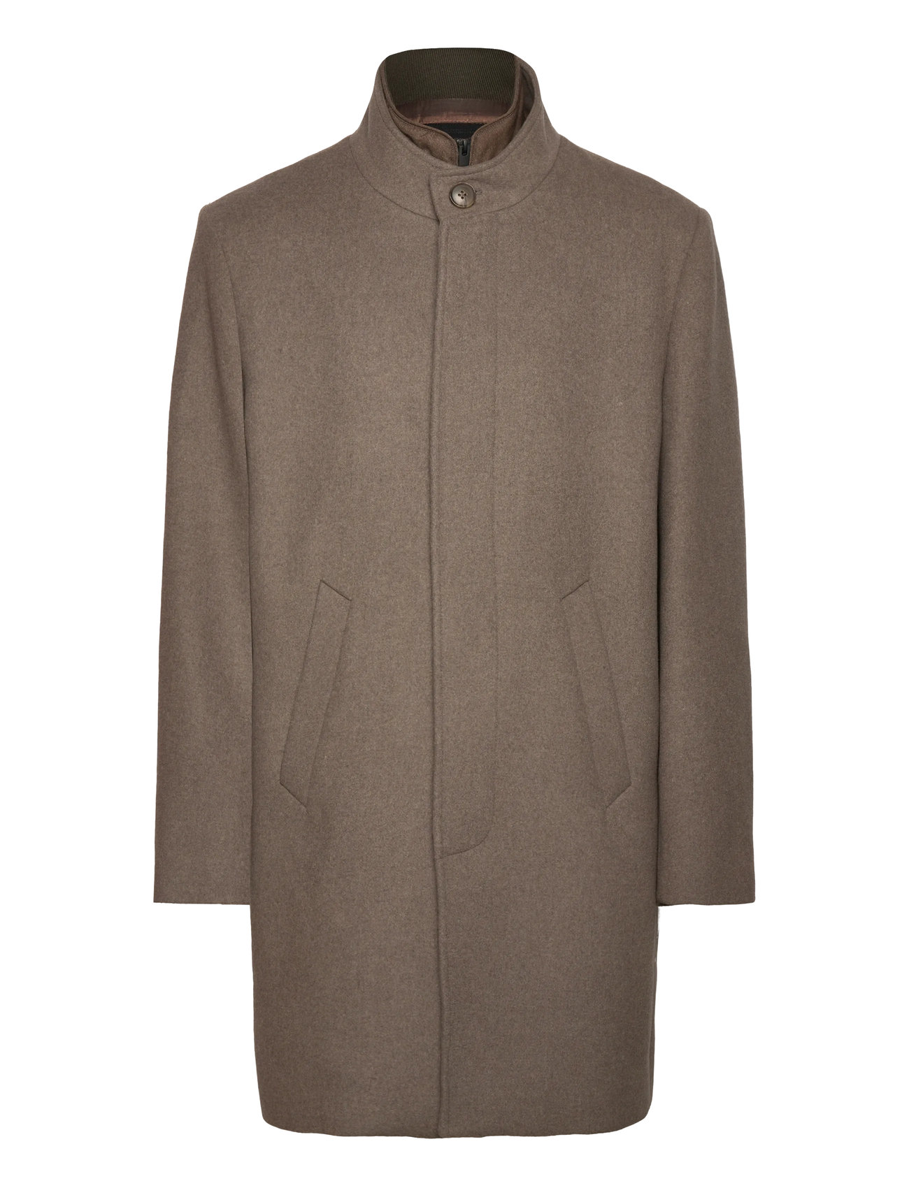 LINDBERGH Schwarz Detachable Collar Wolle Mantel Braun - XXXL - Herren