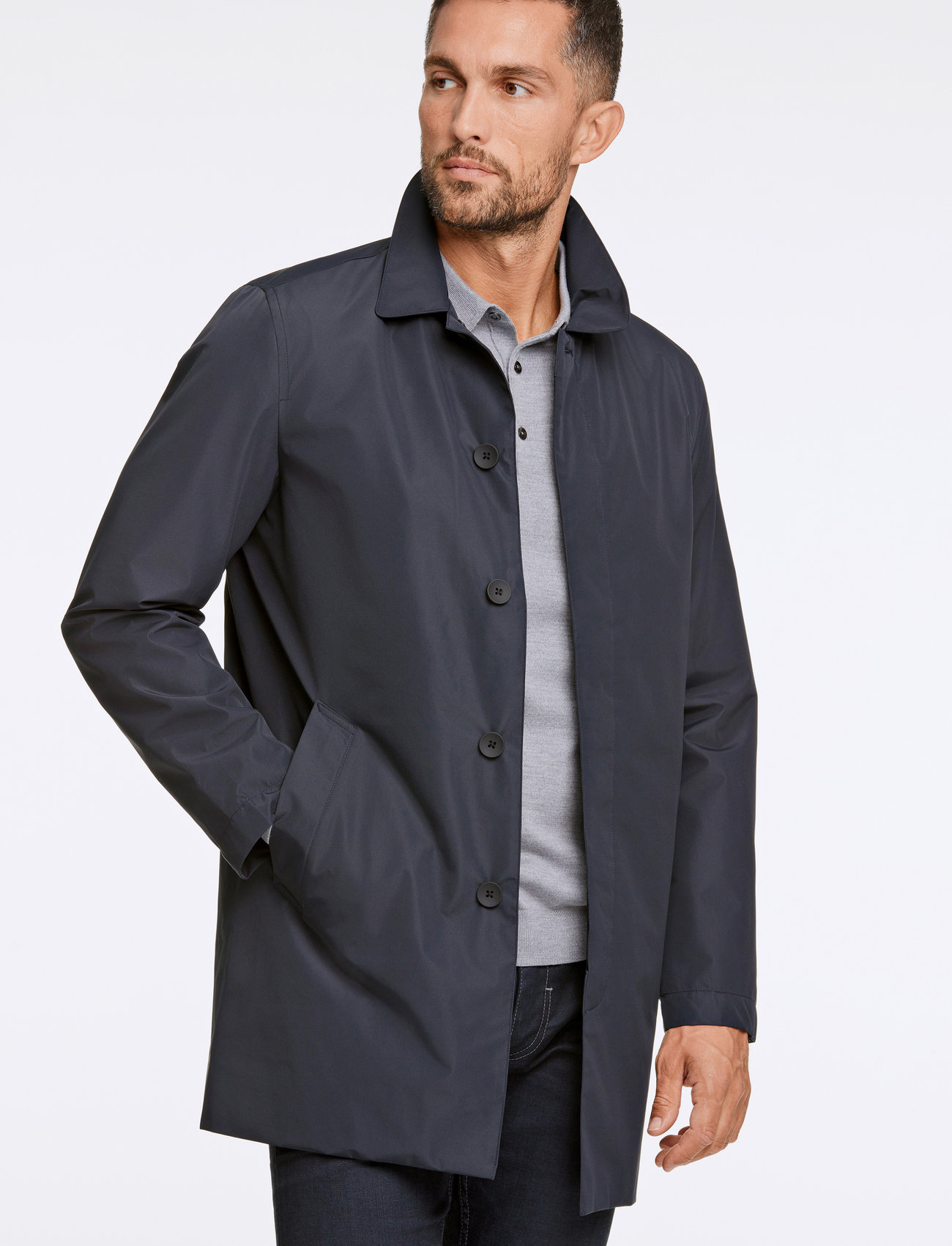 Lindbergh Black Water Repellent Mac Coat, XL, Navy, Frakker > Lette Frakker, Herre