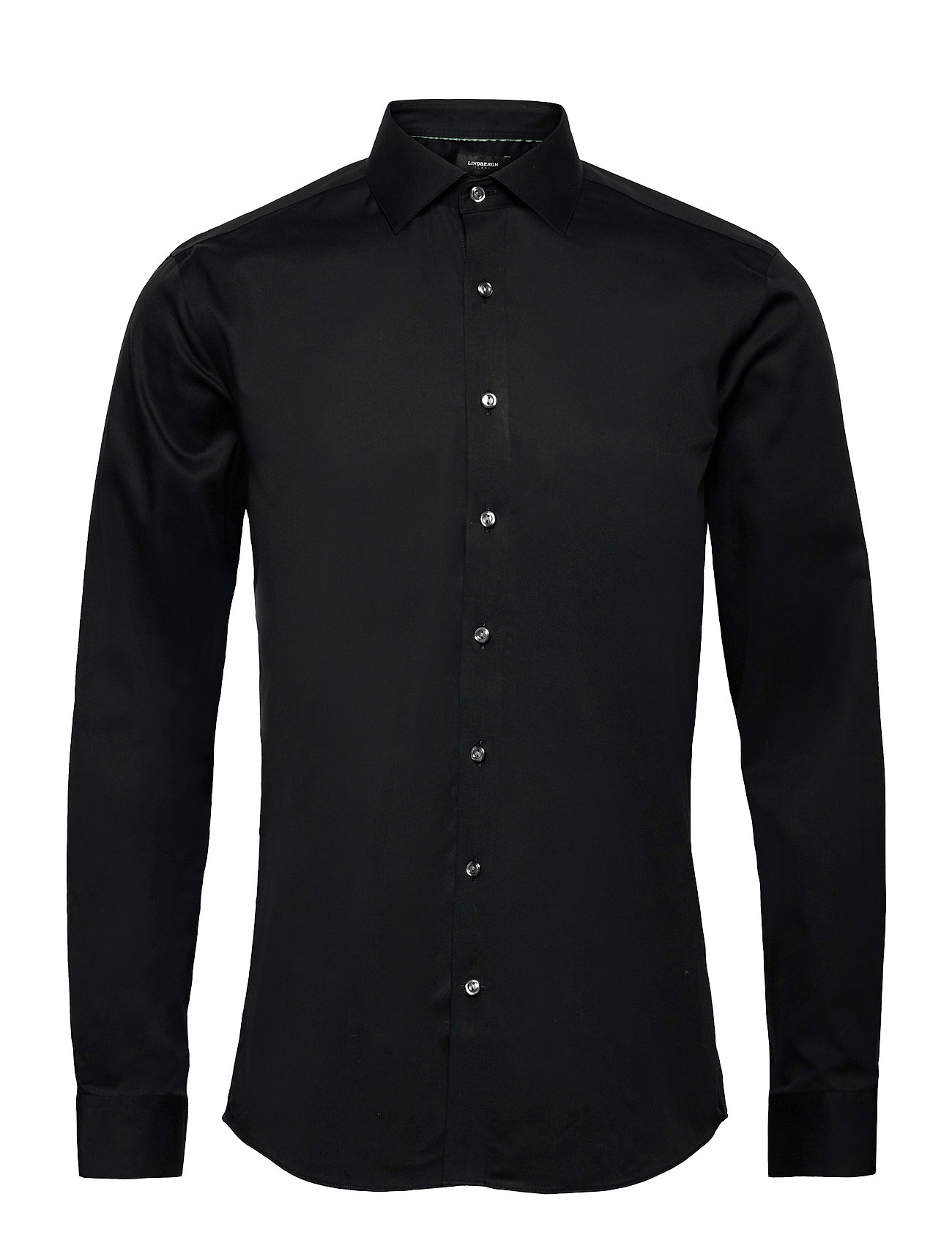 Lindbergh Black Plain Fine Twill Shirt, Wf Ls Svart