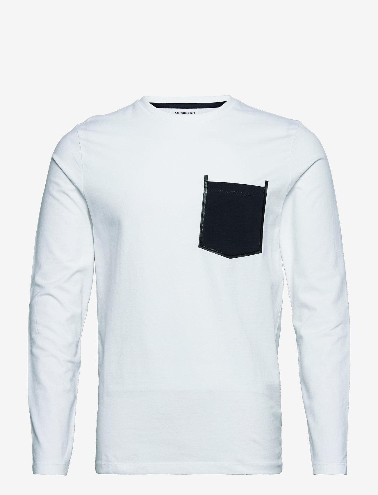 Lindbergh - Tee w?. contrast pocket L/S - basic t-shirts - white - 1