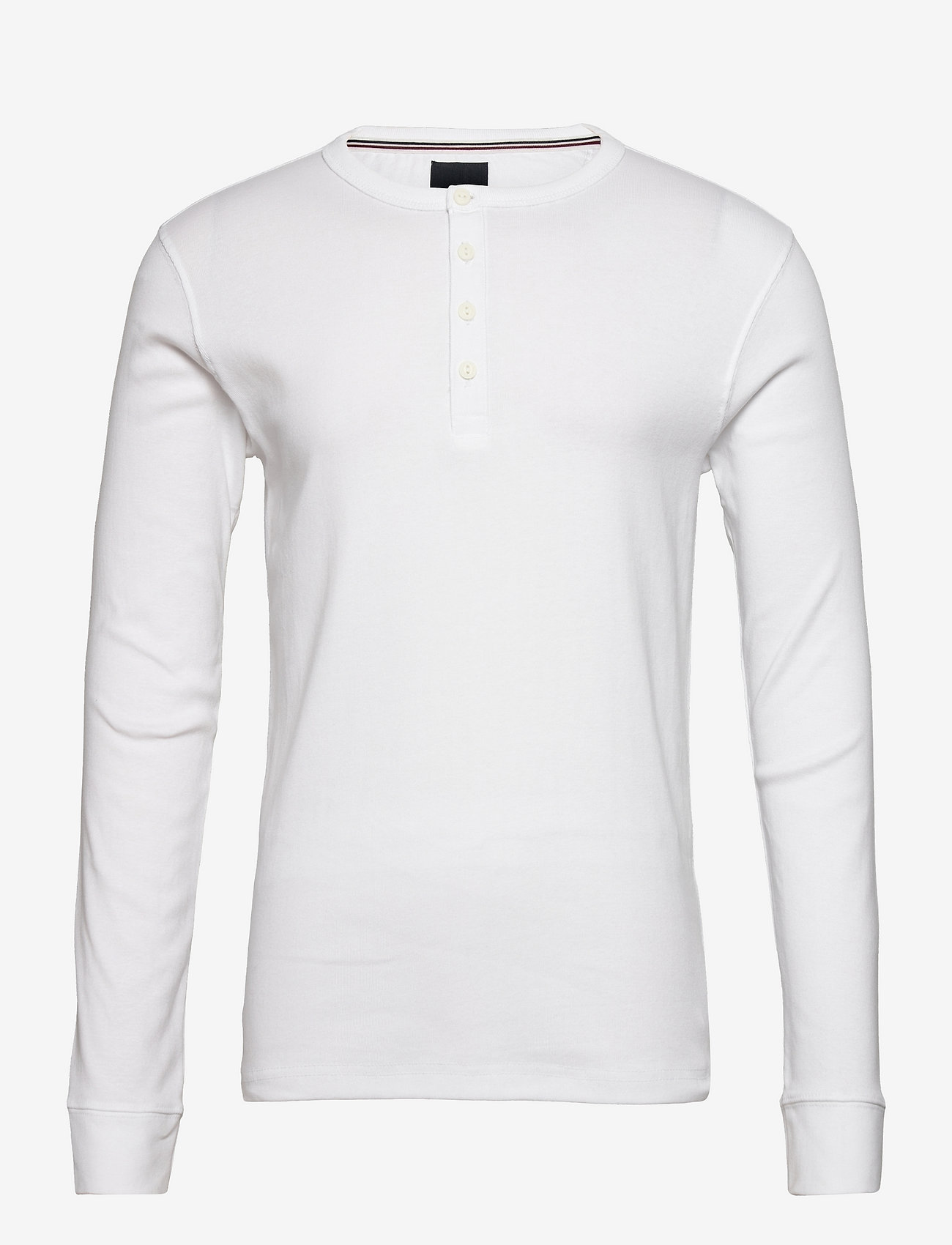 Lindbergh - Solid grandad L/S - basic t-shirts - white - 0