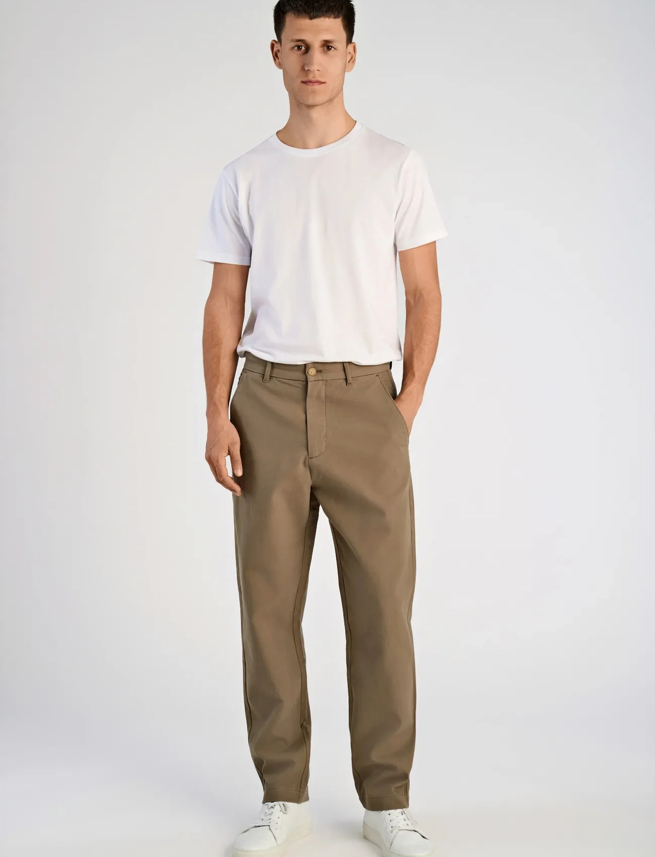 Lindbergh Wide Fit Twill Pants, XL, Brown, Bukser > Chinos, Herre
