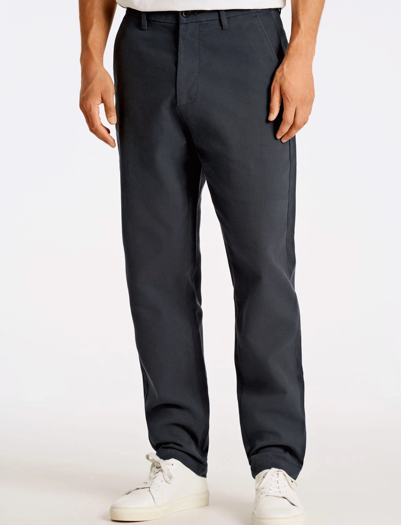 Lindbergh Wide Fit Twill Pants, M, Navy, Bukser > Chinos, Herre