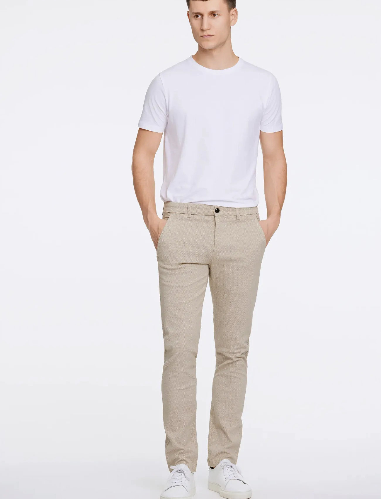 Lindbergh Aop Superflex Chino Pants, 32 x 32, Cream, Bukser > Chinos, Herre