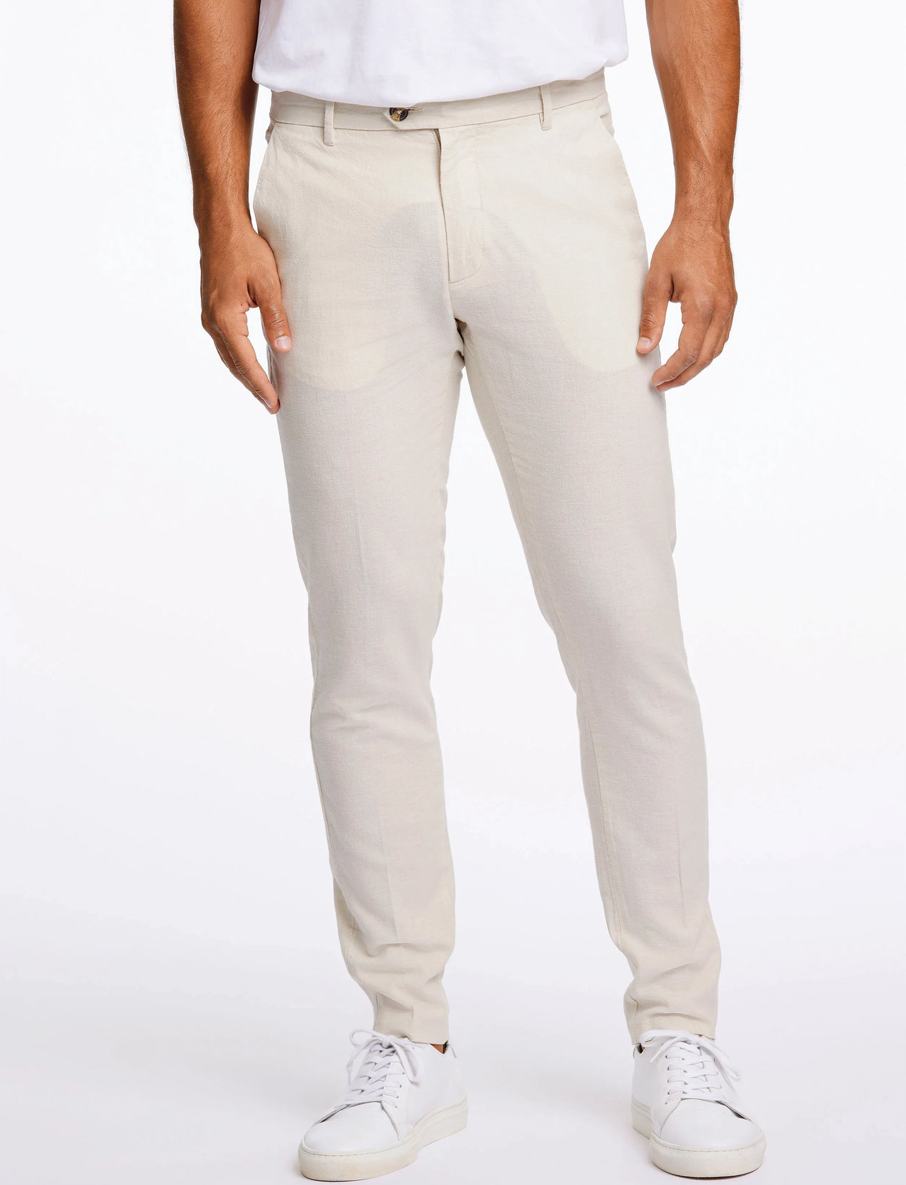 Lindbergh Linen Club Pants, L, Cream, Bukser > Formelle Bukser, Herre