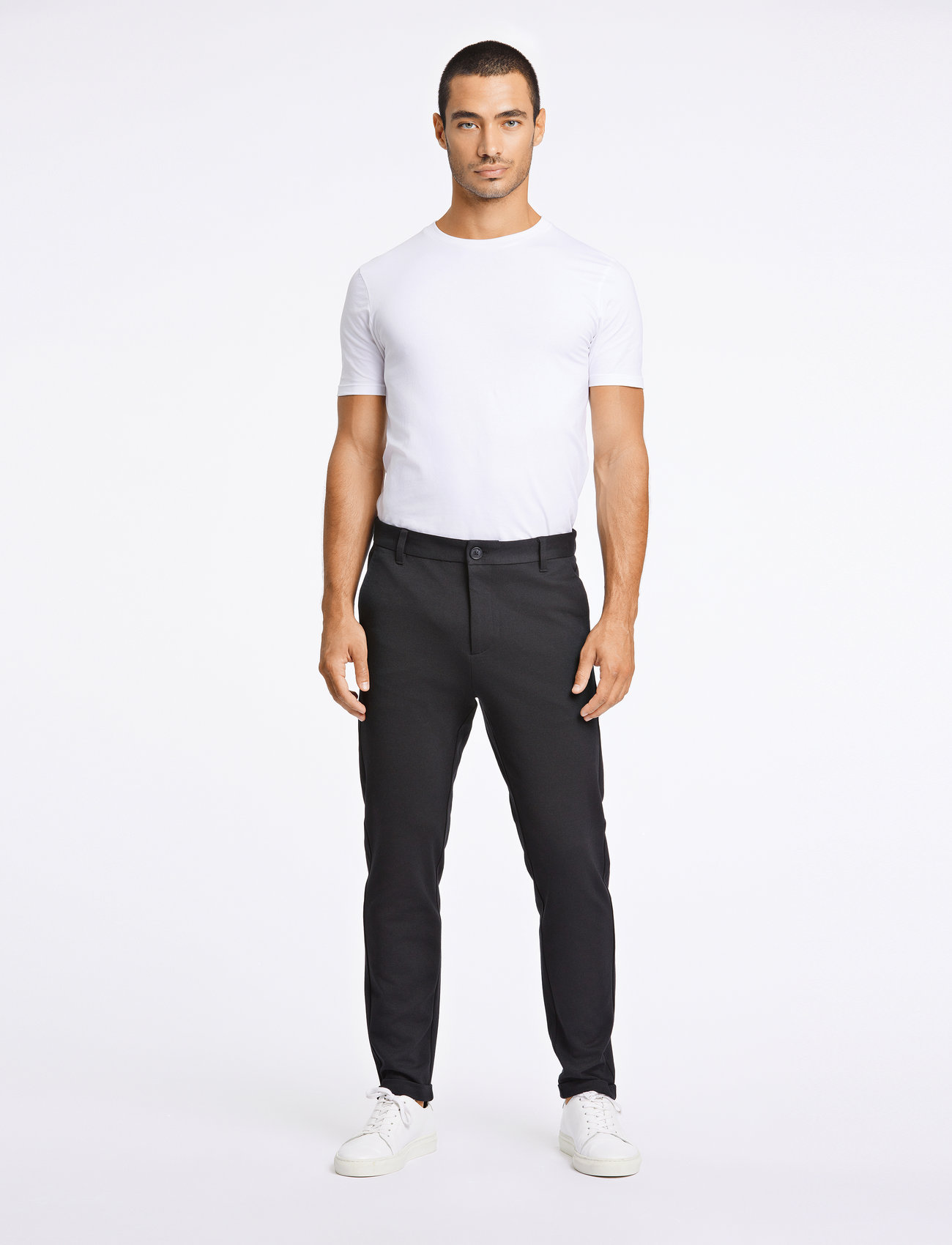 Lindbergh Superflex Knitted Cropped Pant, XS, Black, Bukser > Chinos, Herre