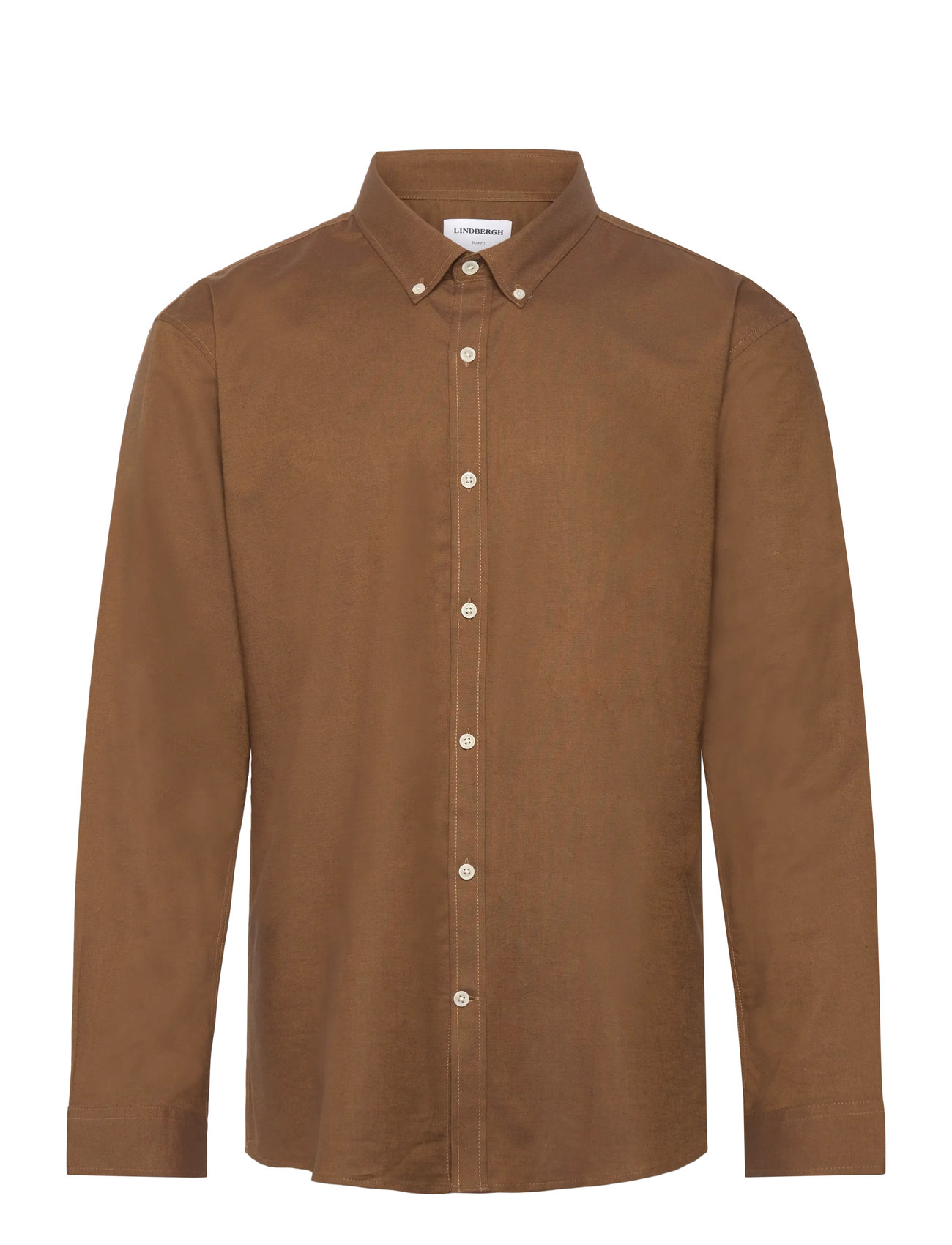 Lindbergh Yarn Dyed Oxford Superflex Shirt, XXL, Brown, Skjorter > Afslappet, Herre