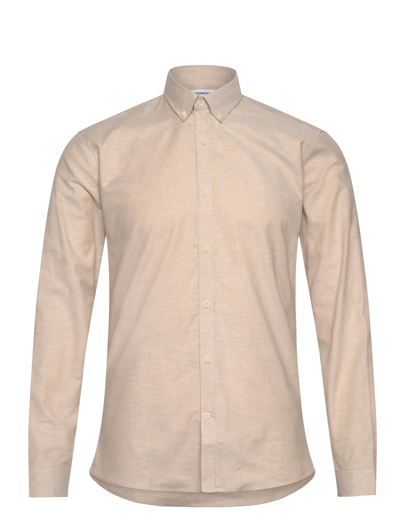 Lindbergh Yarn Dyed Oxford Superflex Shirt L/S, L, Cream, Shirts - Casual, Herre