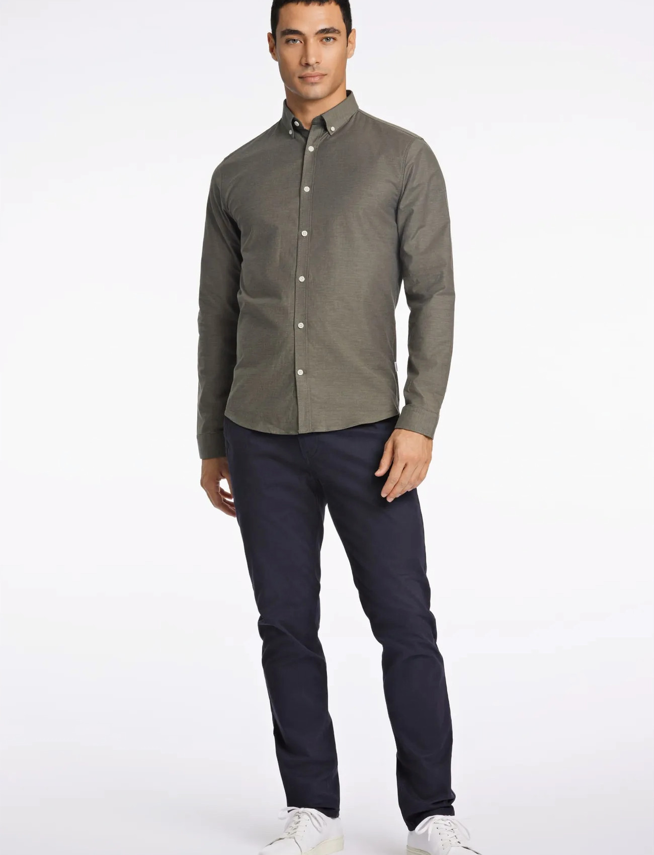 Lindbergh Yarn Dyed Oxford Superflex Shirt, XL, Khaki green, Shirts > Oxford Shirt, Herre