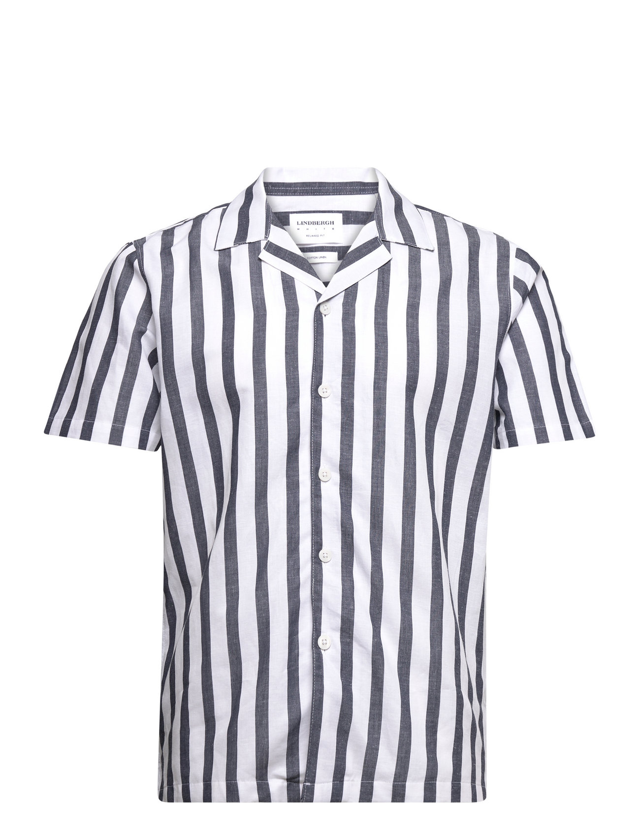 Cot/Lin Striped Resort S/S Navy Lindbergh