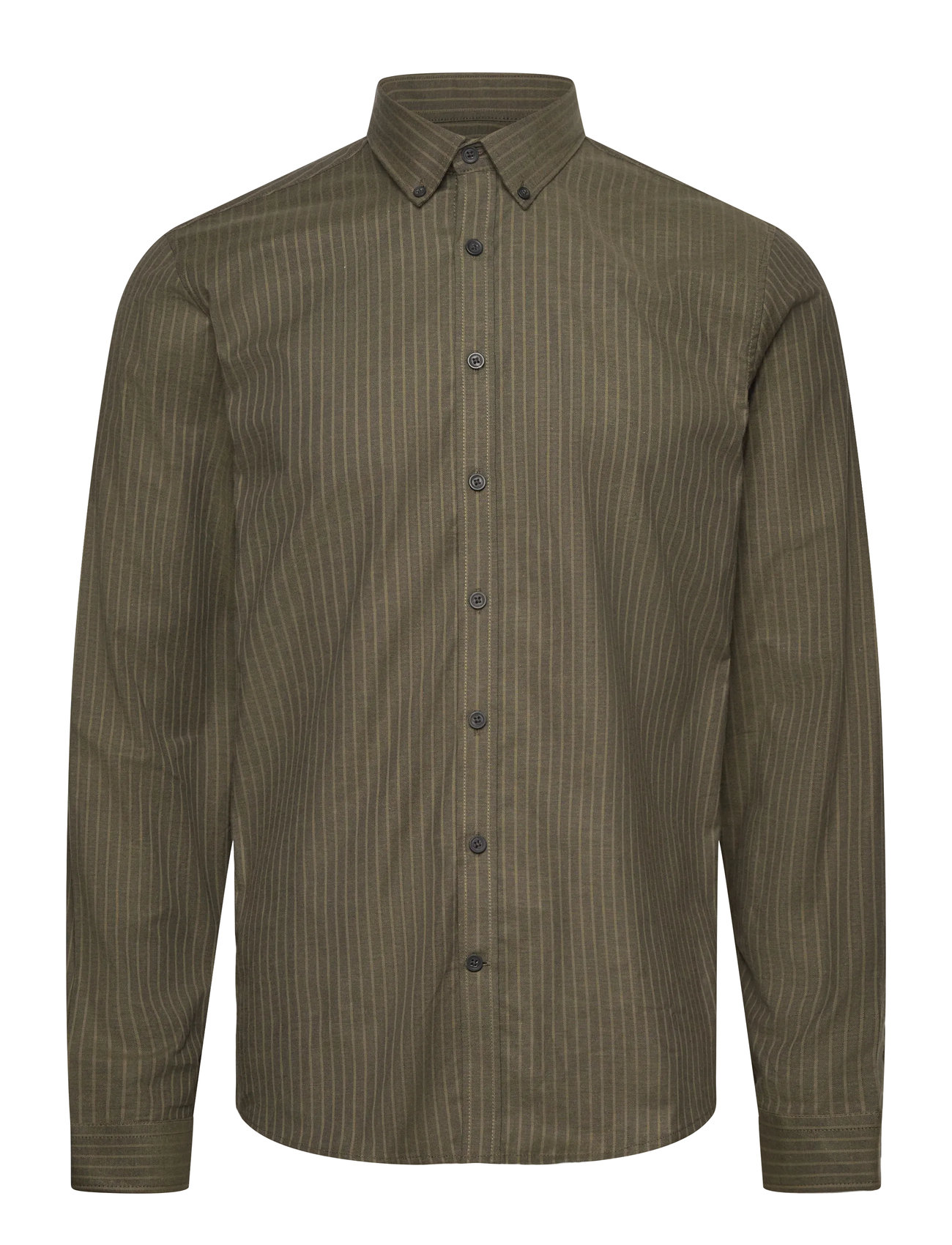 LINDBERGH Gestreift Superflex Oxford L/S Khaki - S - Herren