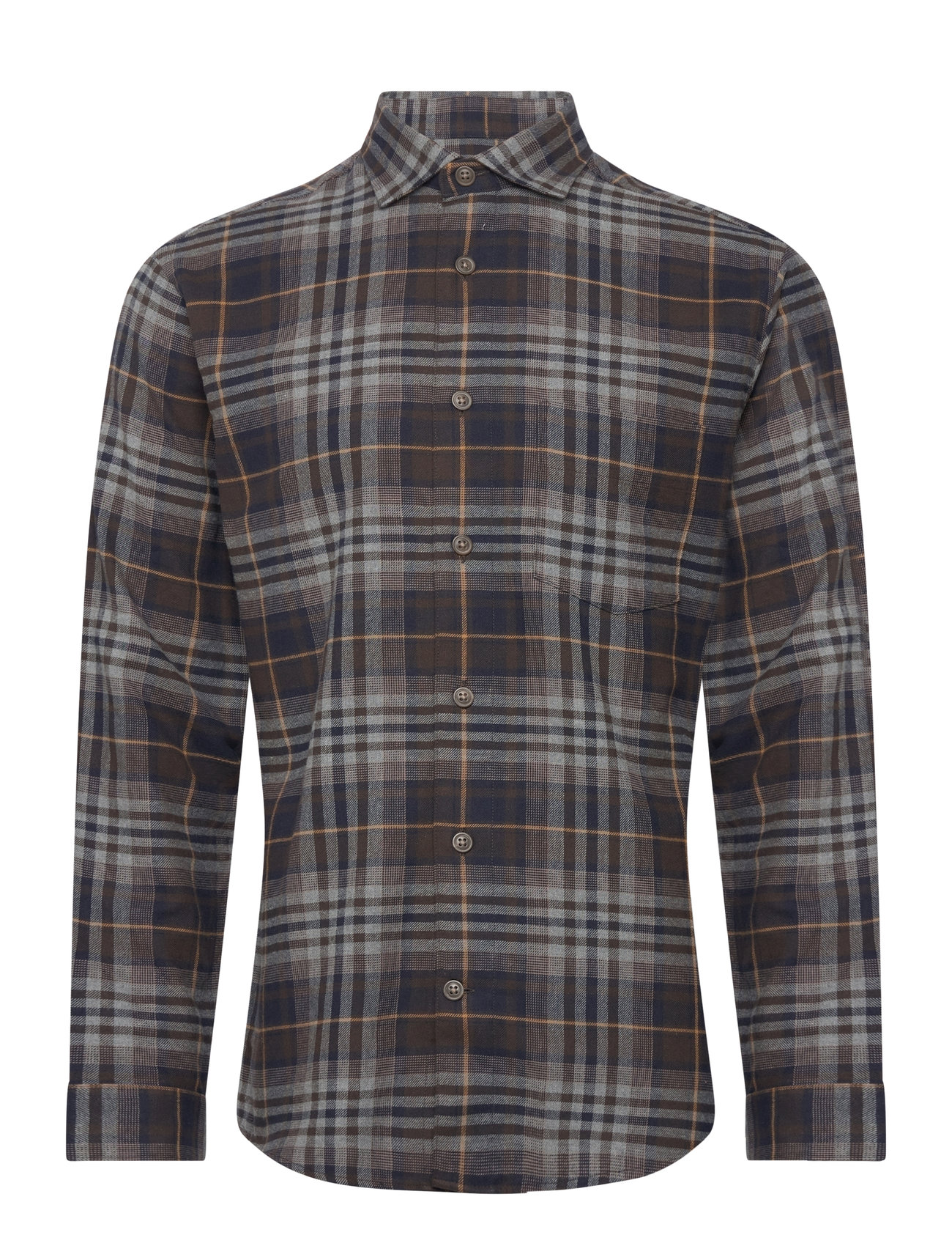Checked Twill Shirt L/S Brown Lindbergh 171491