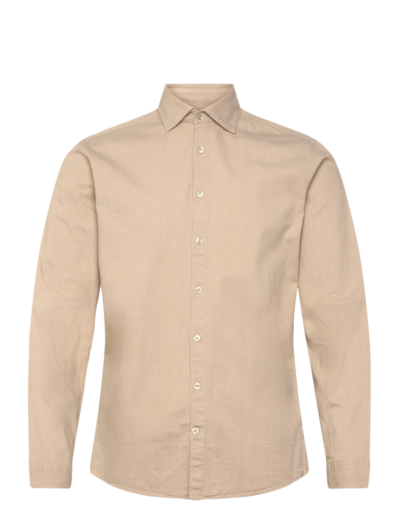 LINDBERGH Soft Indigo Stretch Shirt L/S Beige - L - Herren