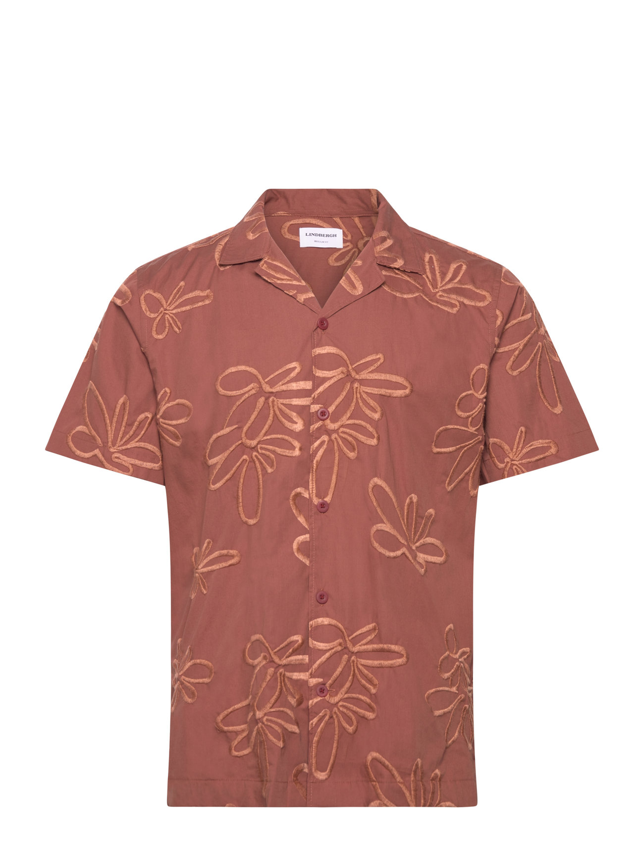 LINDBERGH Bestickt Baumwolle Shirt S/S Rot - L - Herren