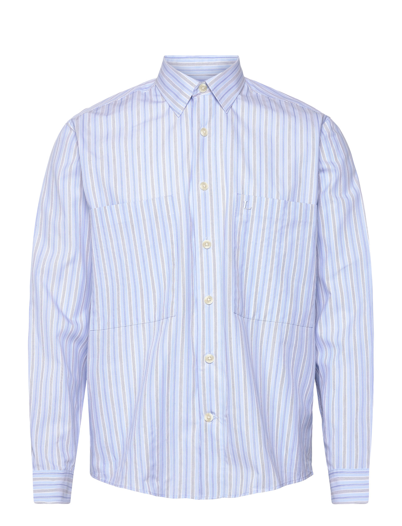 Lindbergh Fine Striped L/S Shirt, XL, Blue, Shirts > Striped Shirts, Herre