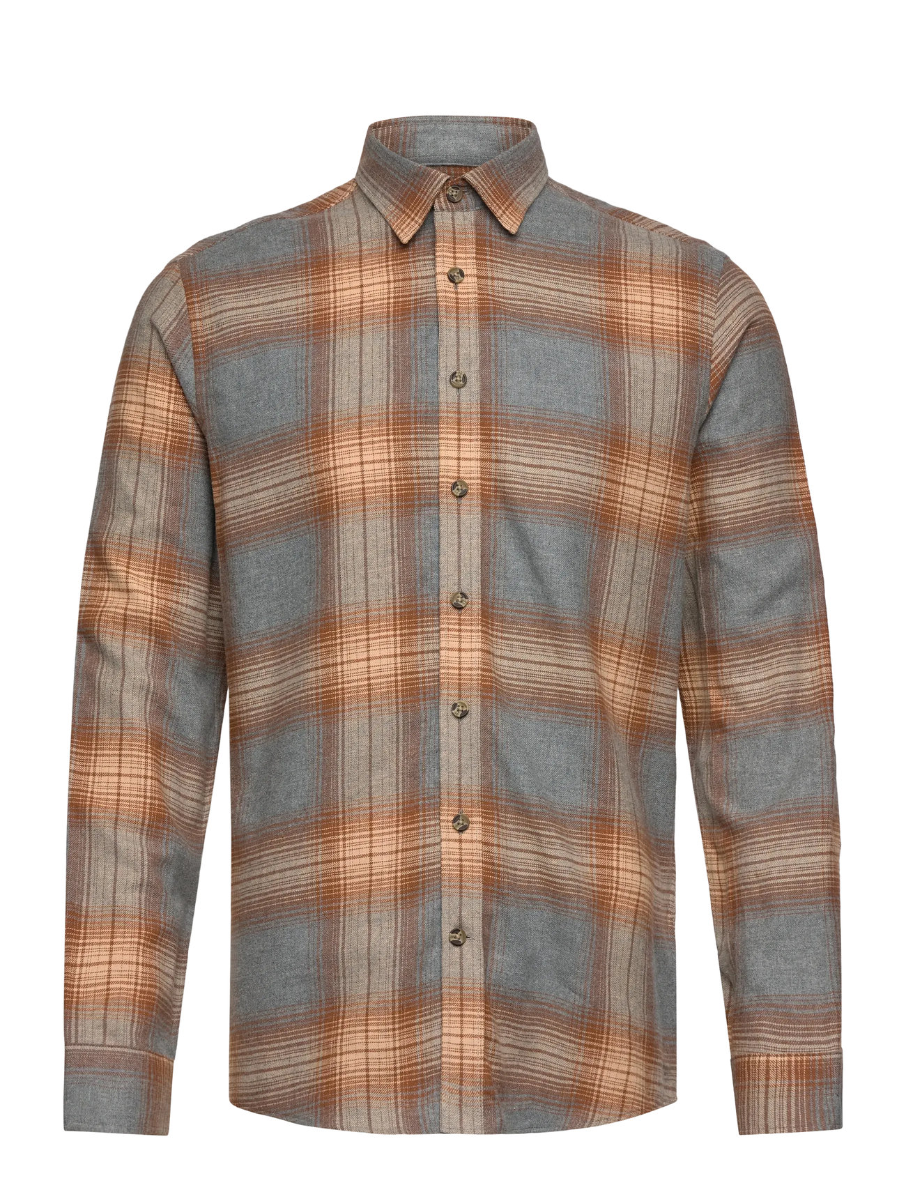 LINDBERGH Checked Twill Shirt L/S Grau - S - Herren
