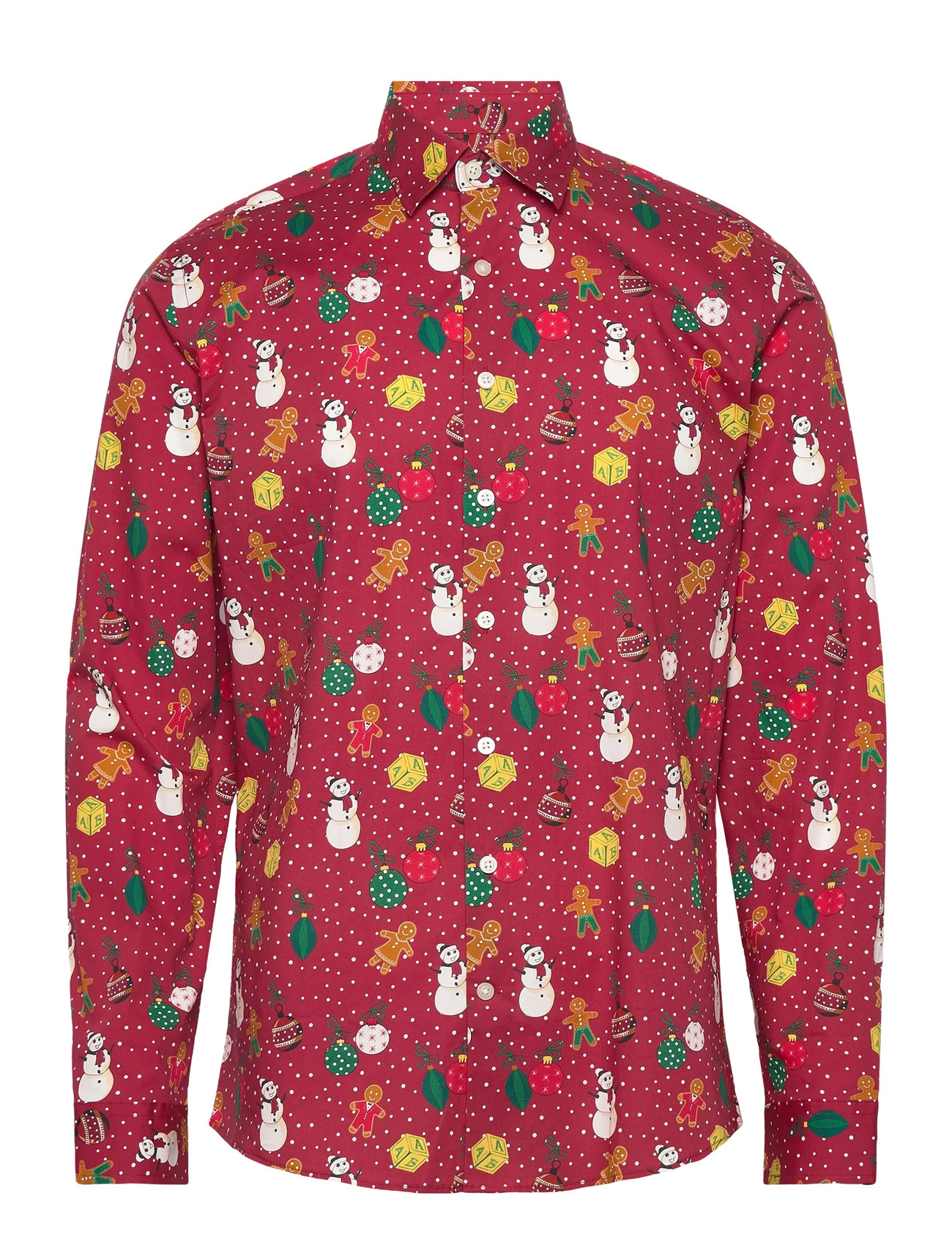 LINDBERGH Aop Christmas Shirt L/S Rot - M - Herren