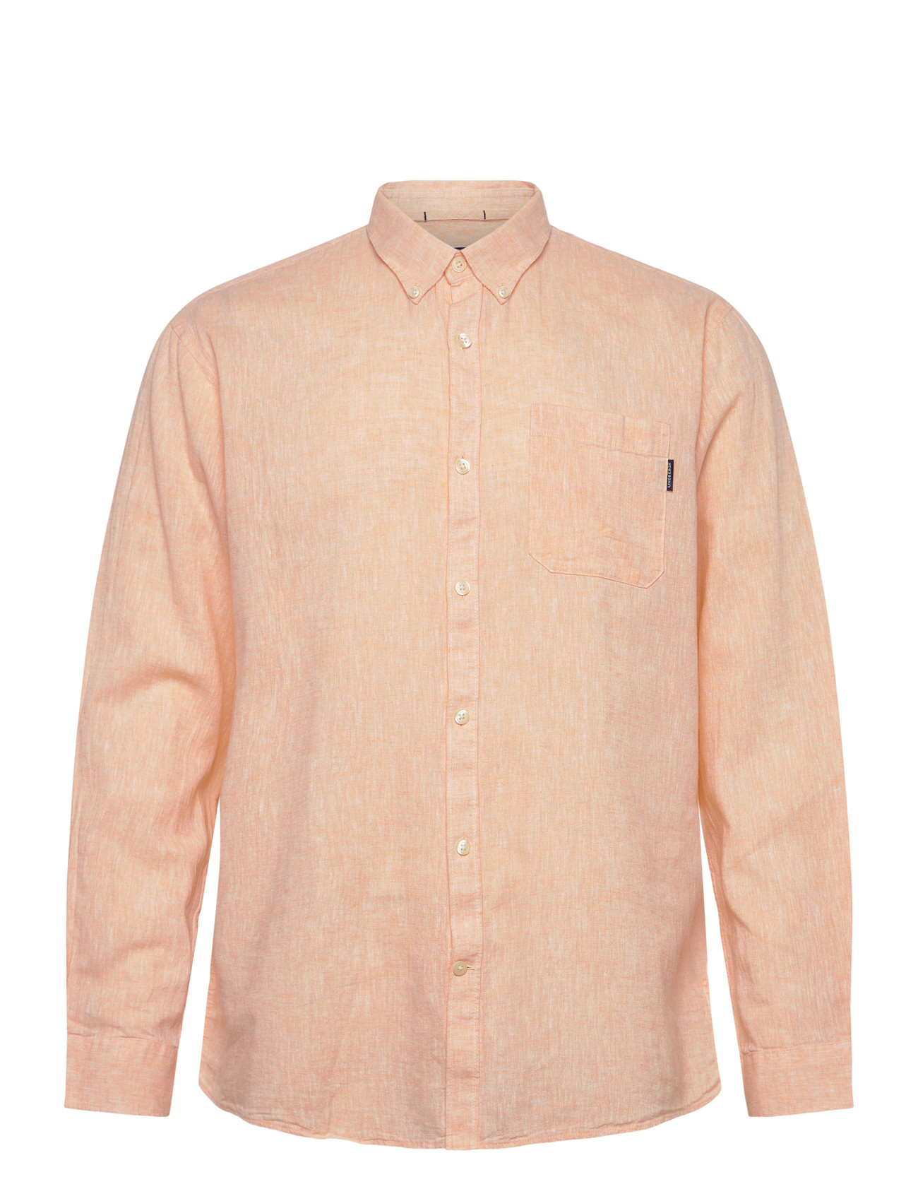 Lindbergh Cotton/Linen Shirt L/S, M, Orange, Skjorter > Skjorter I Hør, Herre