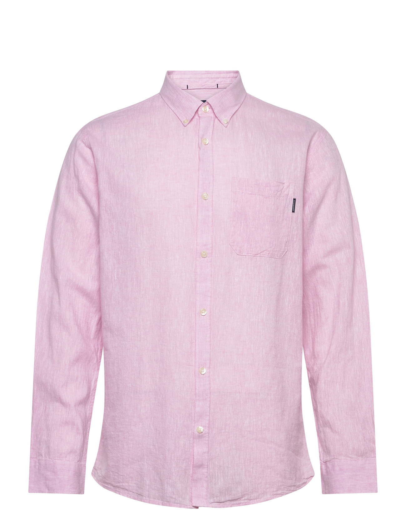 Lindbergh Cotton/Linen Shirt L/S, L, Pink, Skjorter > Skjorter I Hør, Herre