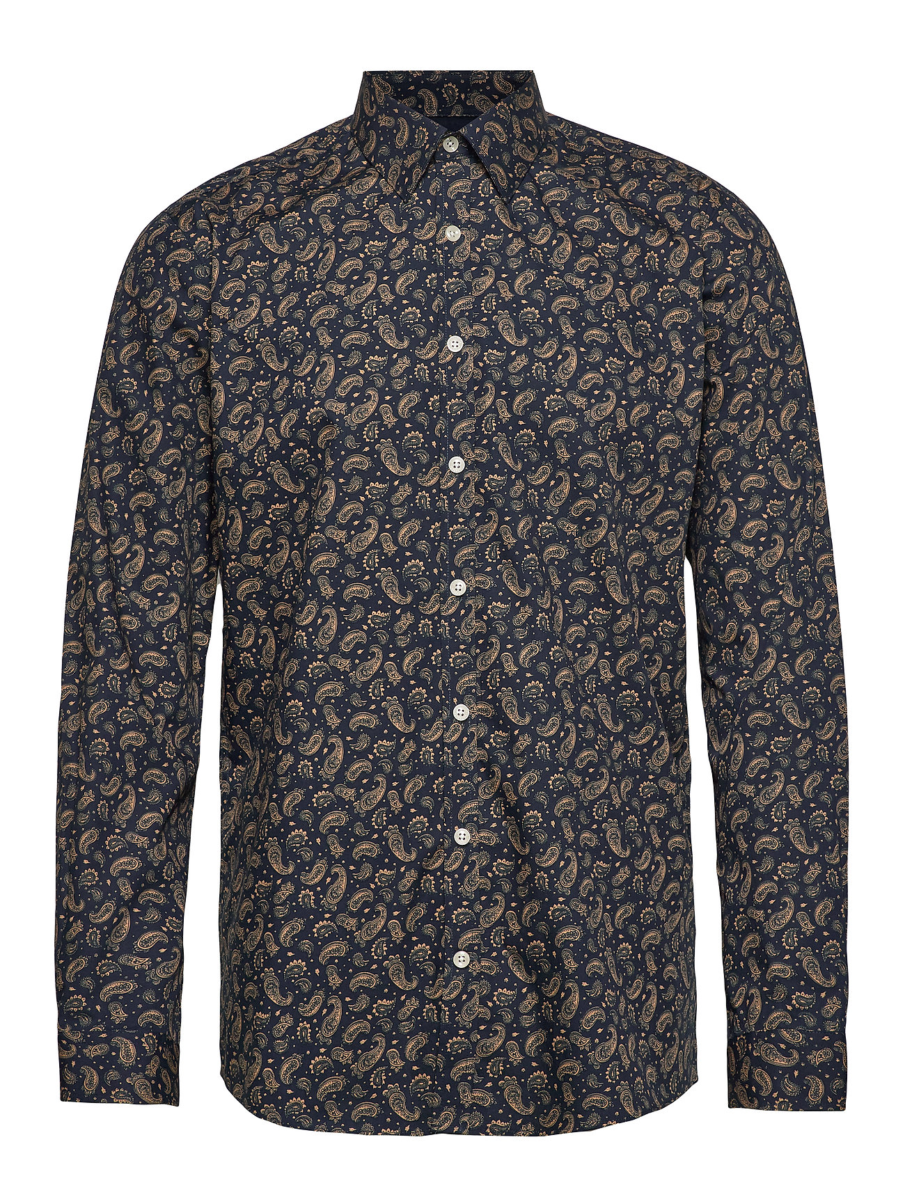 Lindbergh Printed L/S Shirt Skjorta Casual Multi/mönstrad [Color: DARK CAMEL ][Sex: Men ][Sizes: S,L ]