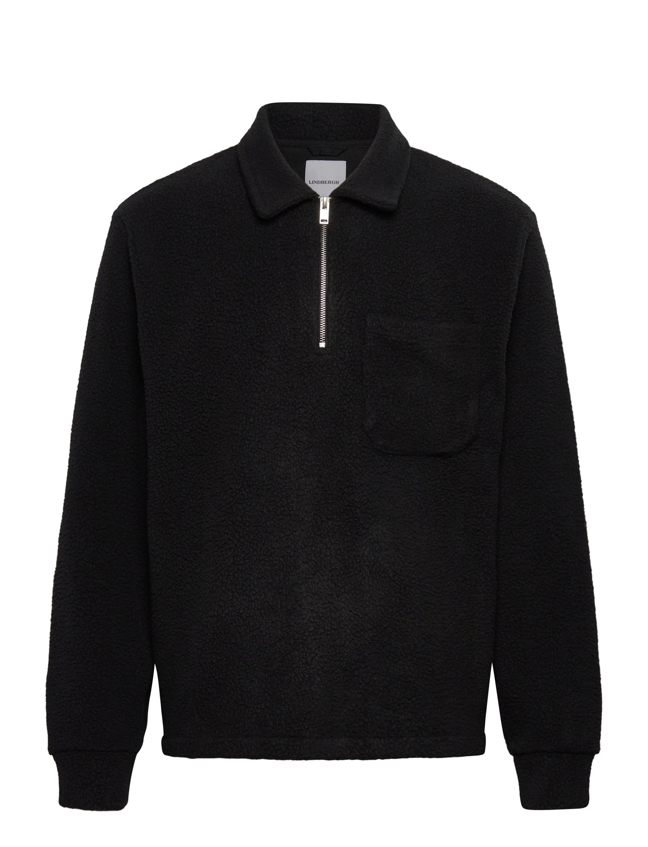 Lindbergh Half Zip Fleece, S, Black, Strik > Trøjer Med Halv Lynlås, Herre