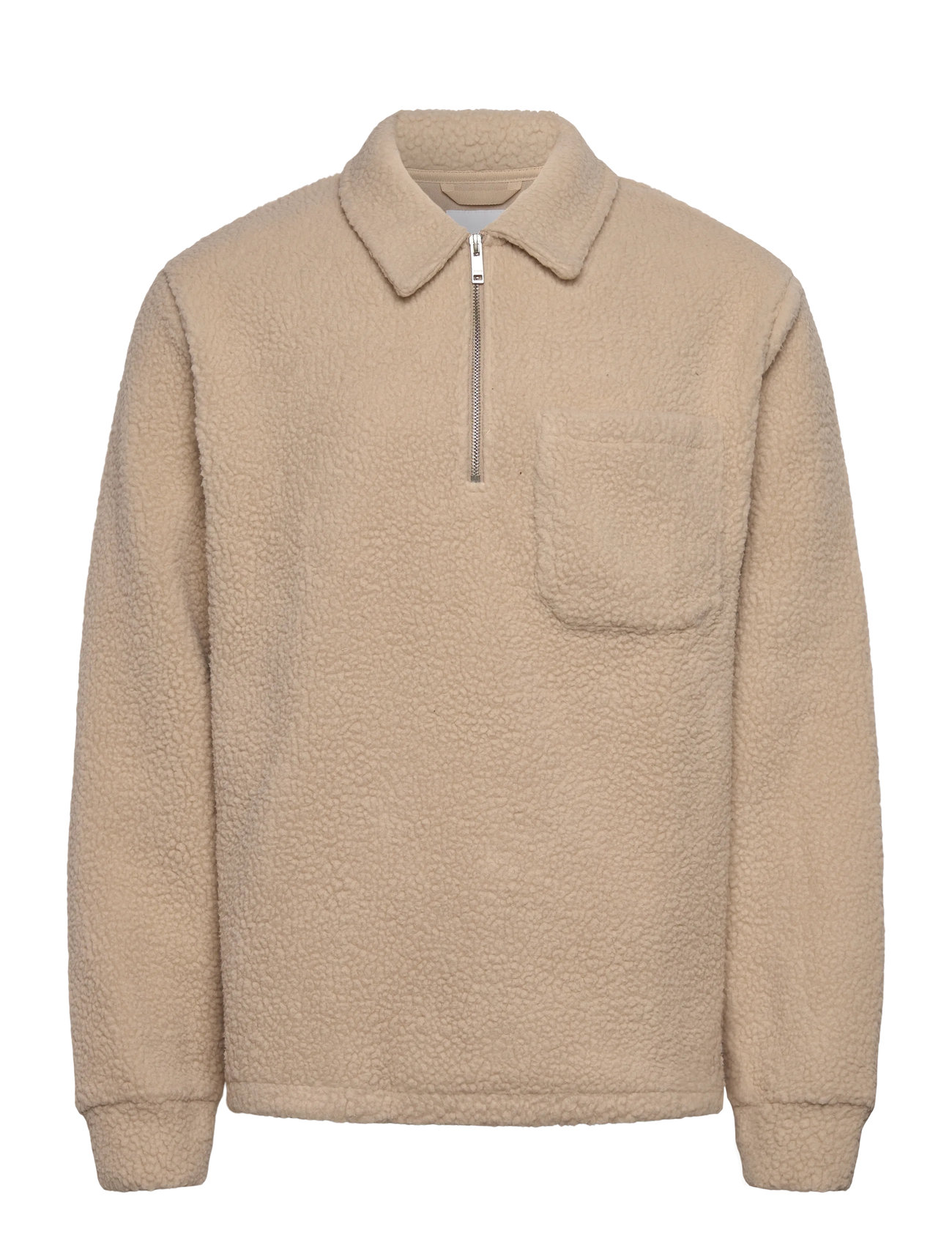 Lindbergh Half Zip Fleece, L, Beige, Strik > Trøjer Med Halv Lynlås, Herre