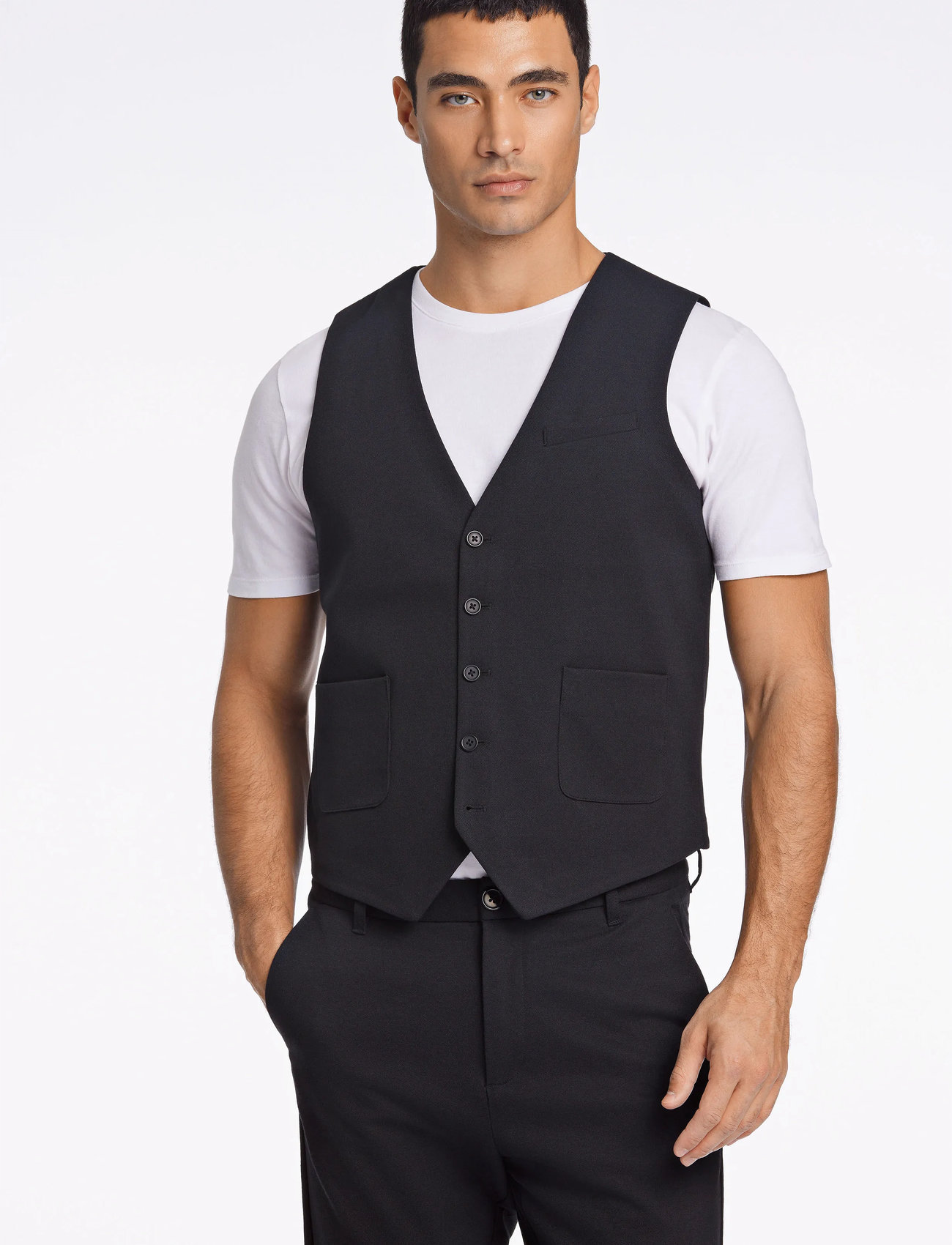 Lindbergh Superflex Knitted Waistcoat, S, Black, Suits & Blazere > Waistcoats, Herre