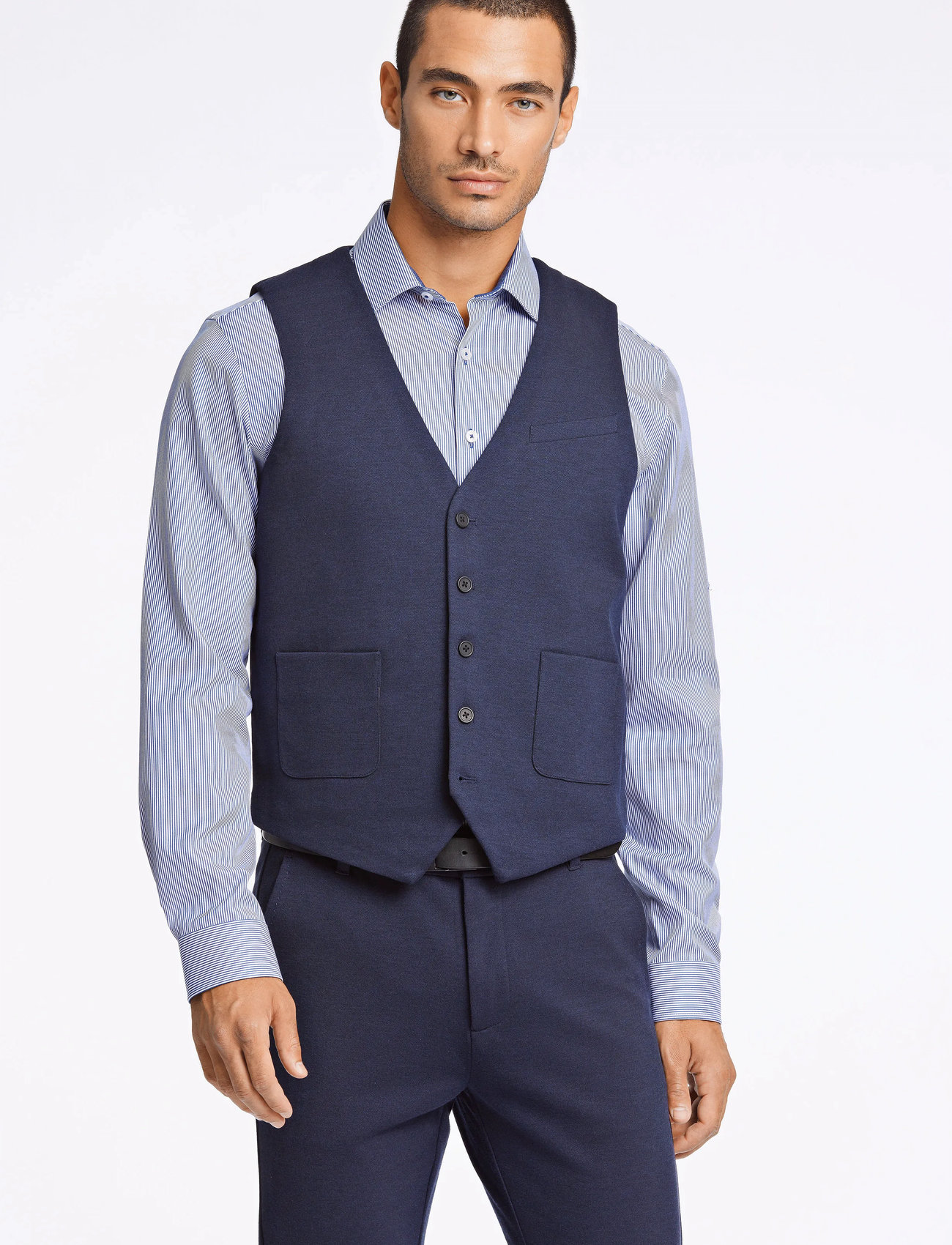 Lindbergh Superflex Knitted Waistcoat, M, Blue, Suits & Blazere > Waistcoats, Herre