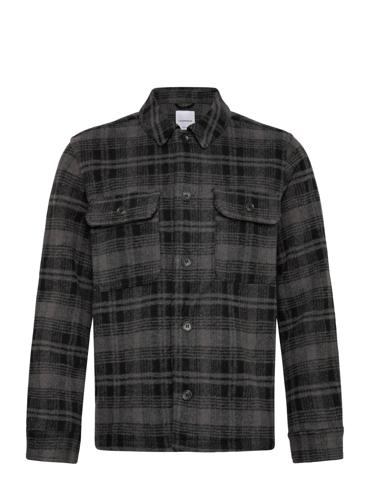 LINDBERGH Wolle Touch Check Overshirt Grau - M - Herren