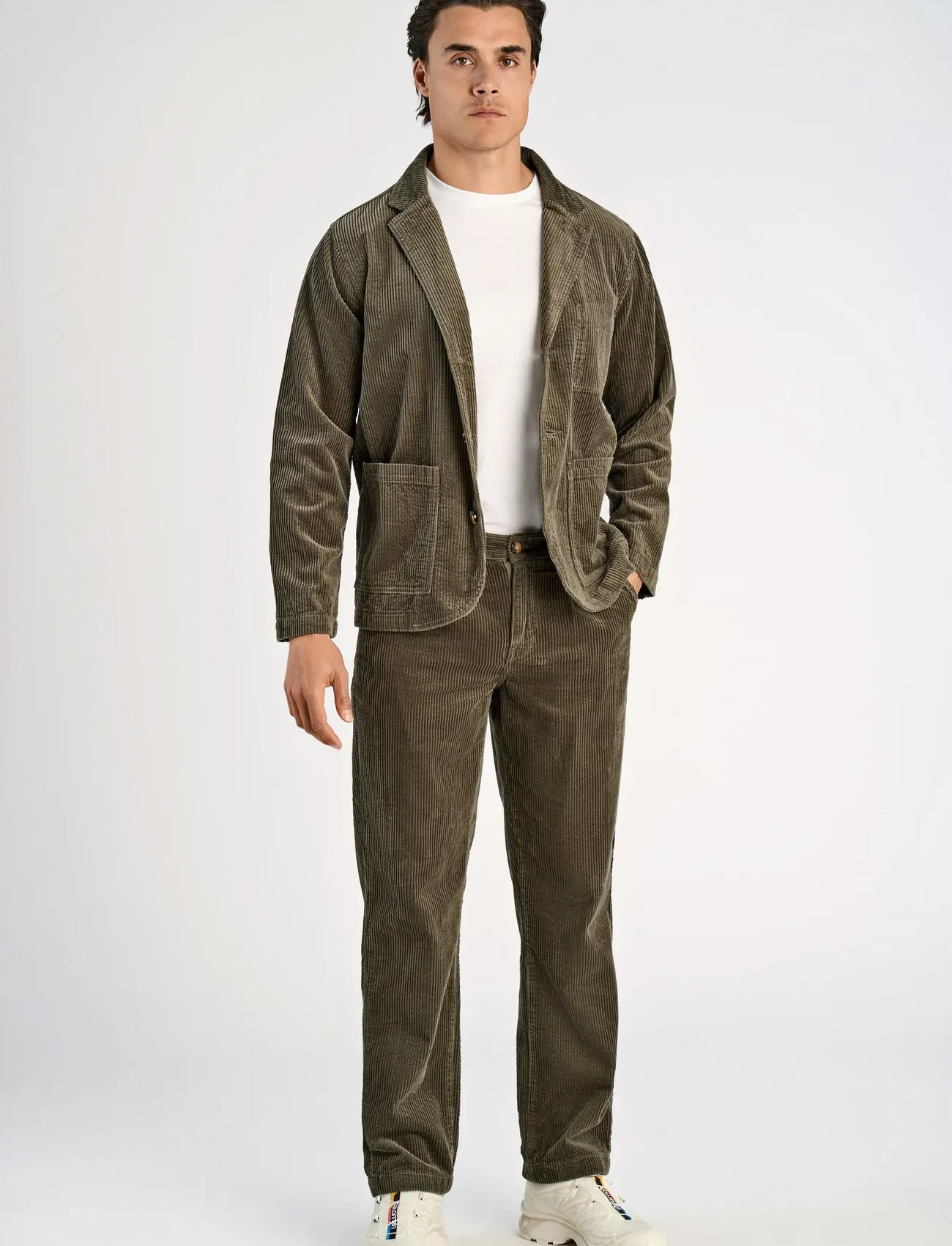 Lindbergh Seersucker Corduroy Casual Blazer, M, Khaki green, Blazere > Enkeltradede Blazere, Herre