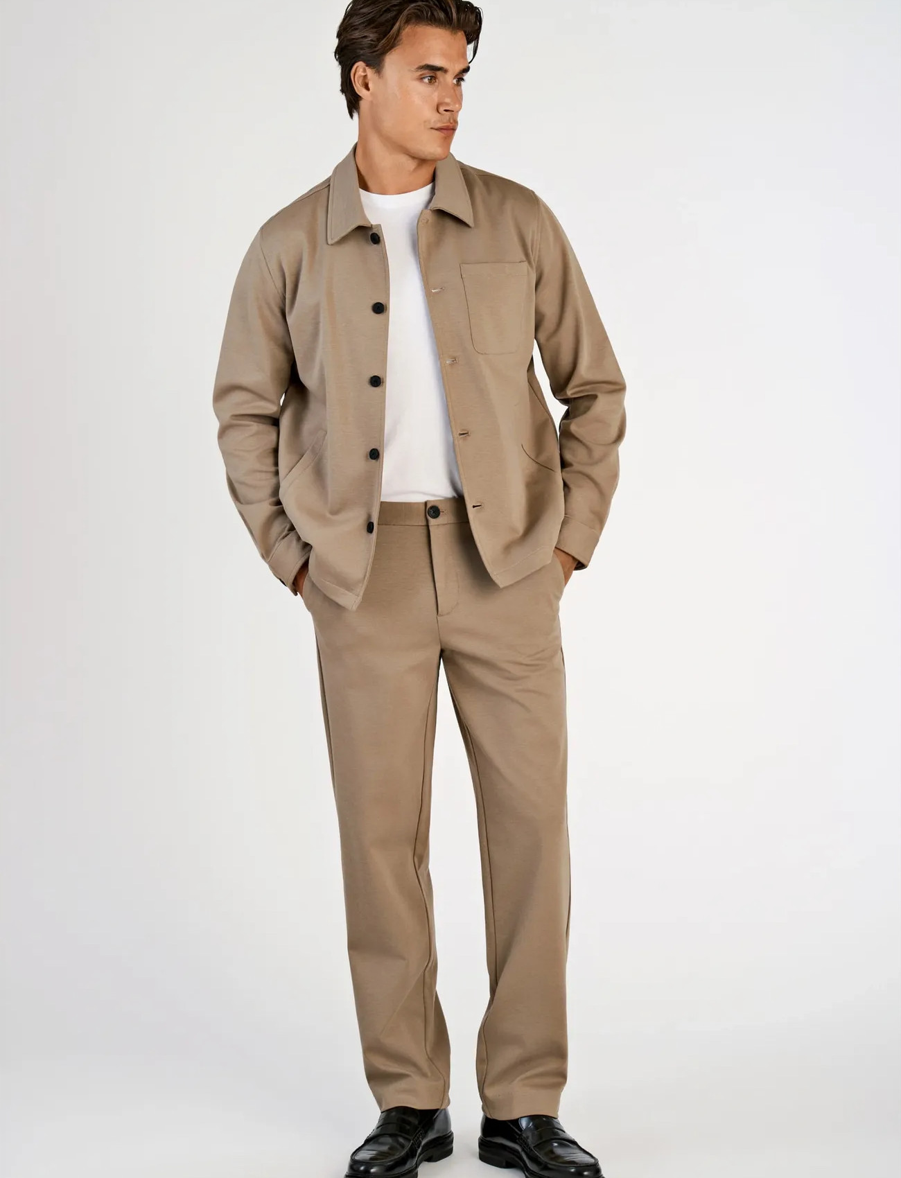 Lindbergh Superflex Overshirt, L, Beige, Overdele > Overtrøjer, Herre