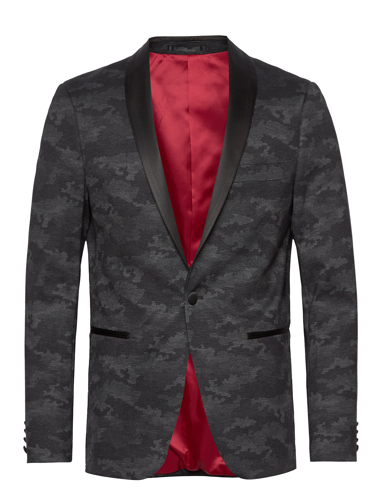 Lindbergh Knitted Camo Tuxedo Blazer Kavaj Svart [Color: BLACK ][Sex: Men ][Sizes: 48,50 ]