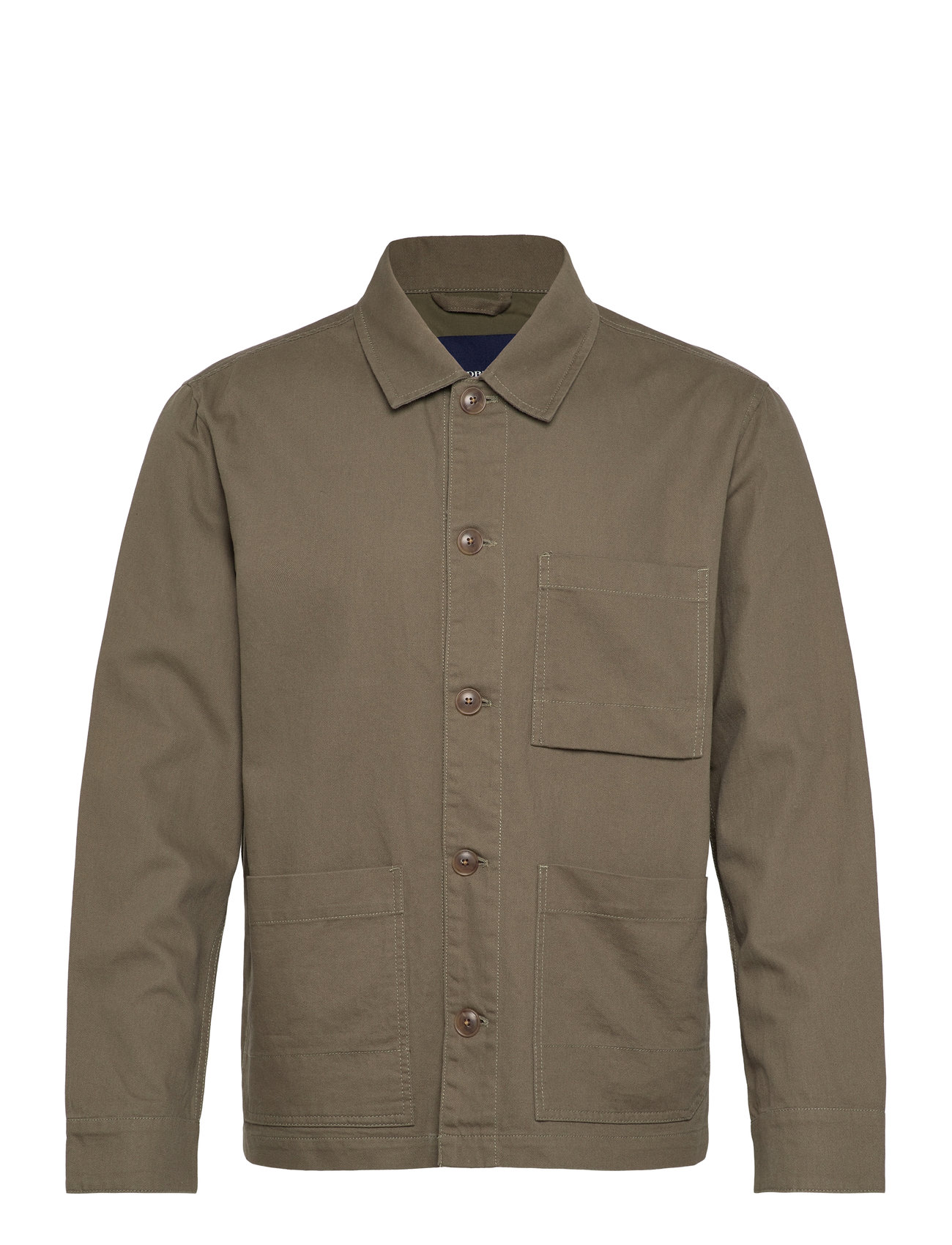 Lindbergh Linen Blend Overshirt Khaki Green
