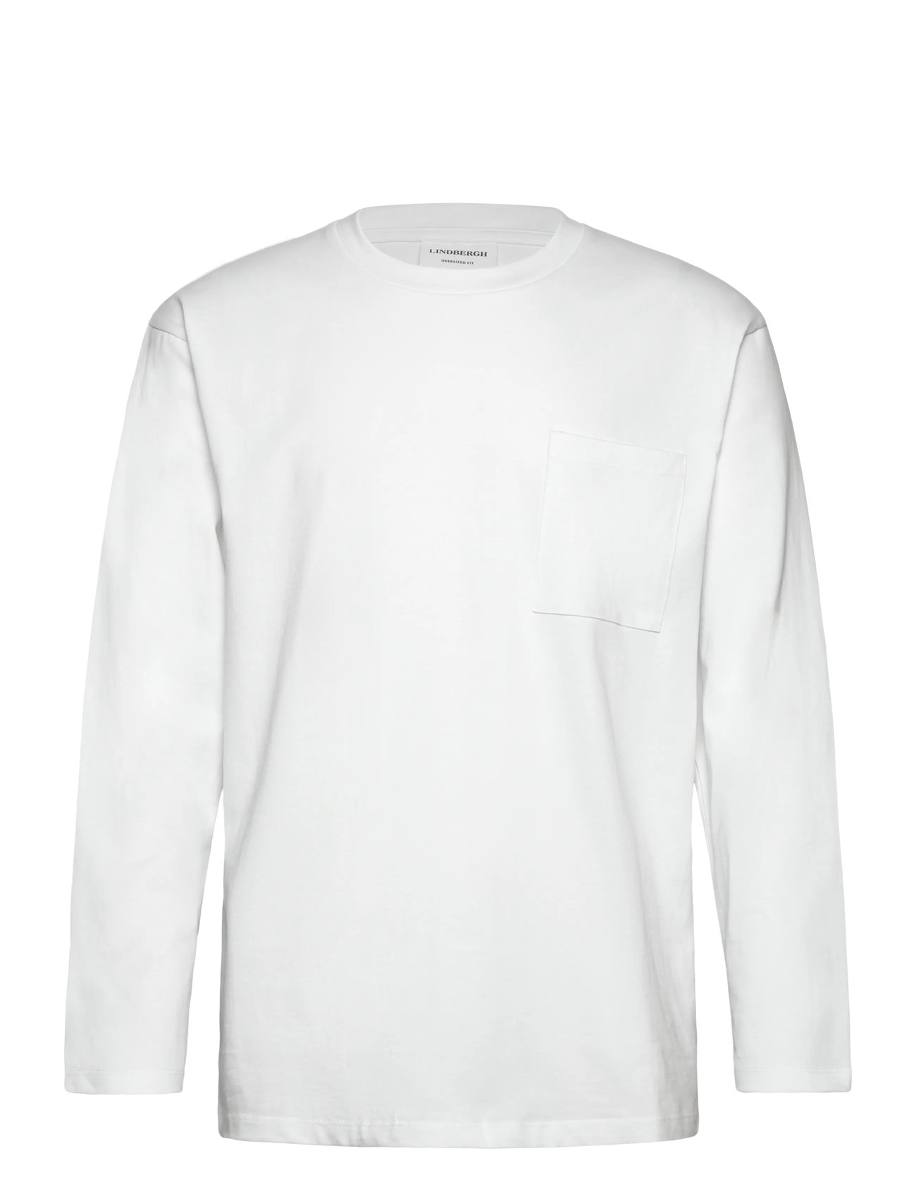 Lindbergh Oversized Pocket Tee L/S, L, White, T-Shirts > Langærmede, Herre