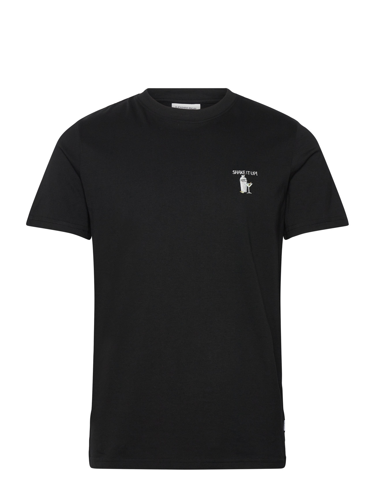 Lindbergh Embroidery Tee S/S, XL, Black, T-shirts - Short-sleeved, Herre