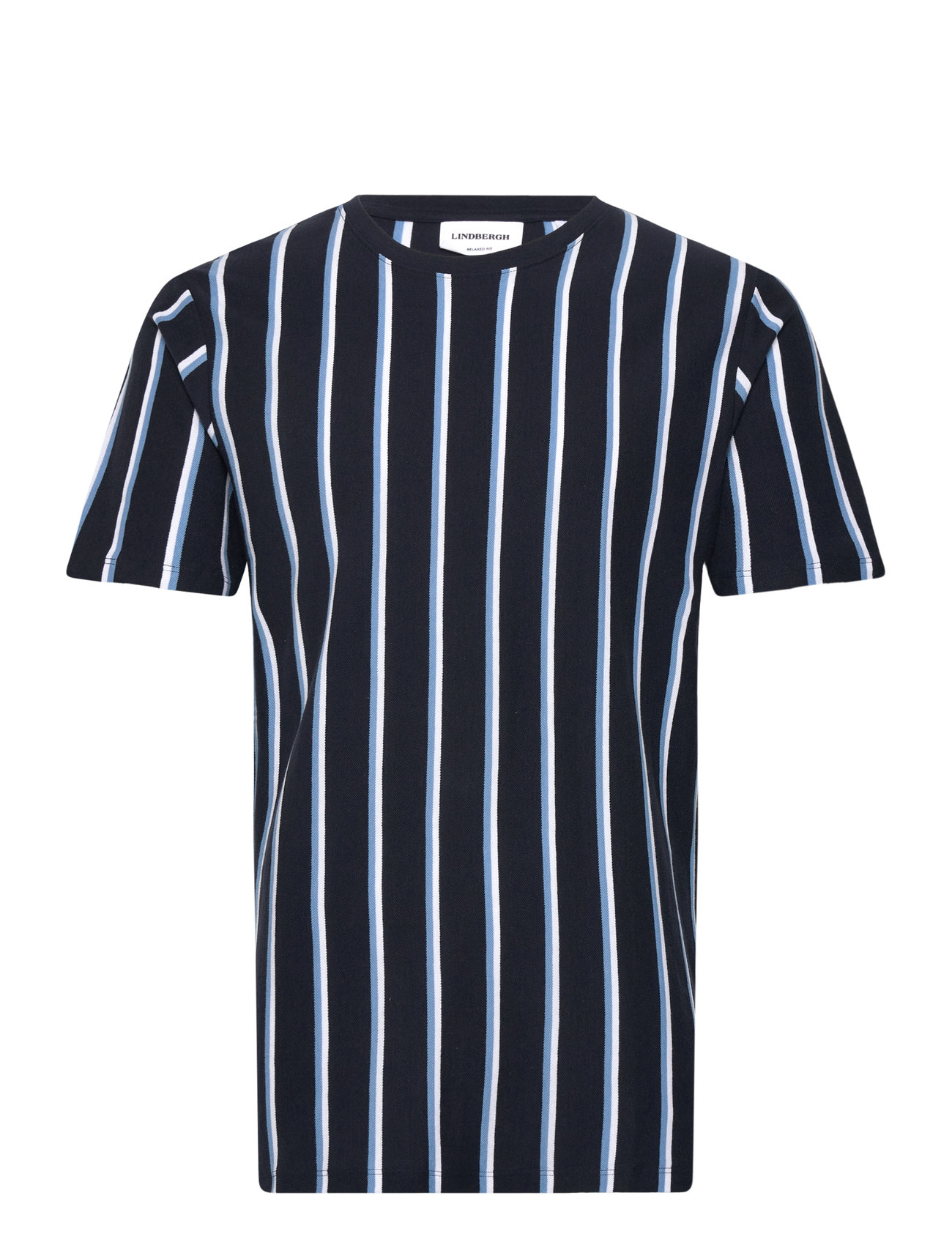 Striped Piqué Tee S/S Tops T-Kortærmet Skjorte Navy Lindbergh