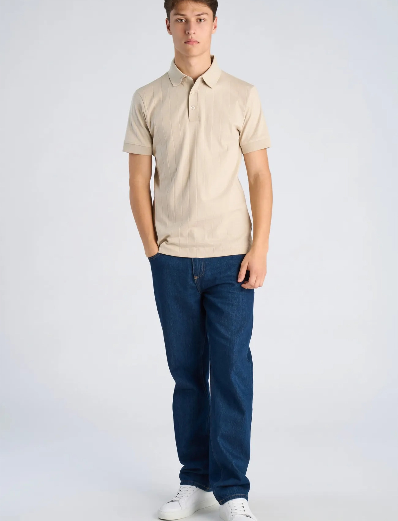 Lindbergh Needle Drop Polo S/S, 3XL, Beige, Poloer > Kortærmede, Herre