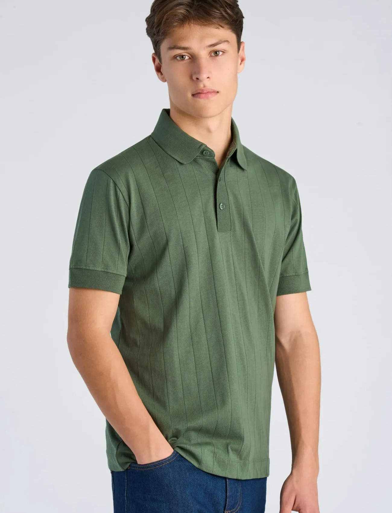 Lindbergh Needle Drop Polo S/S, M, Green, Poloer > Kortærmede, Herre