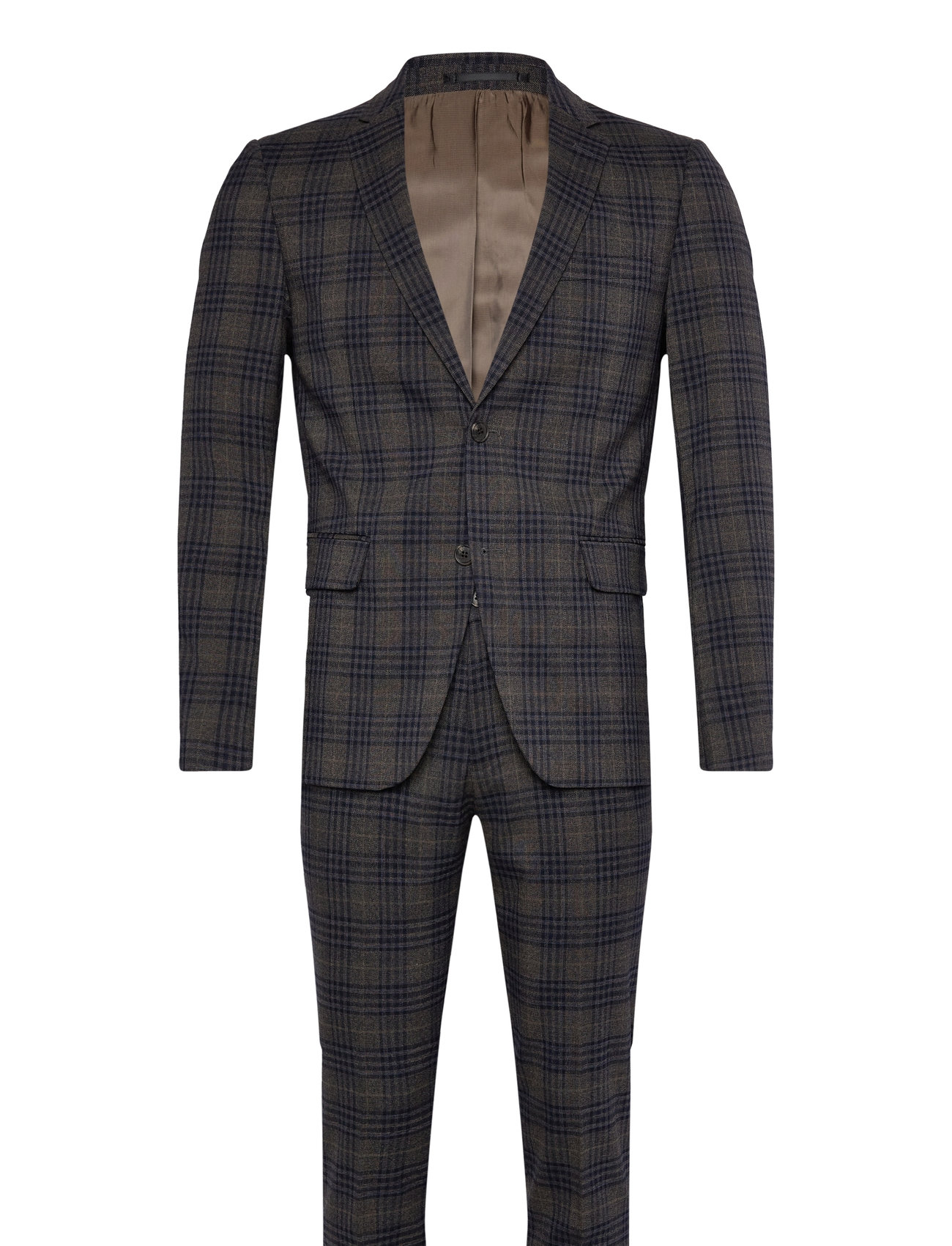 Lindbergh Checked Stretch Suit Brun