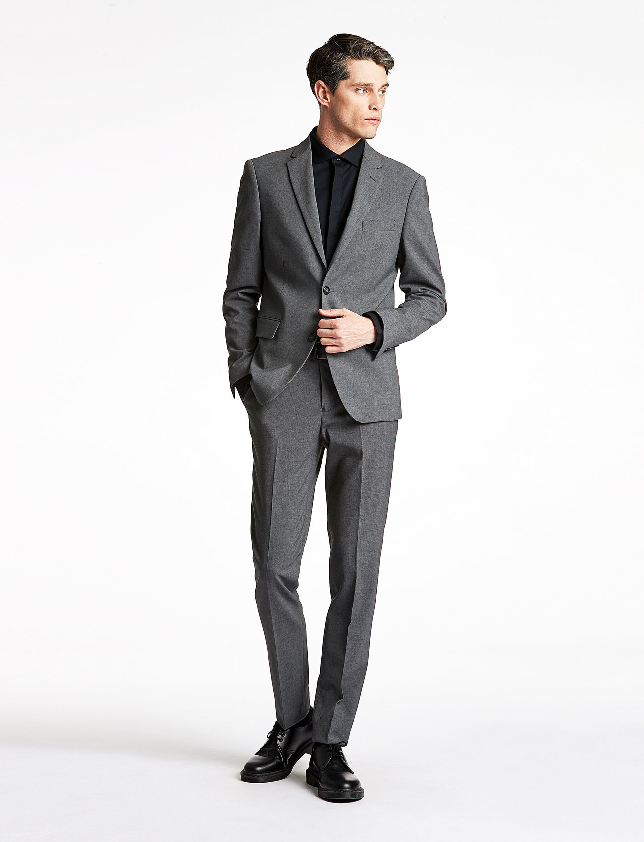 Lindbergh Plain Mens Suit - Normal Length, 58, Grey, Jakkesæt & Blazere > Jakkesæt, Herre